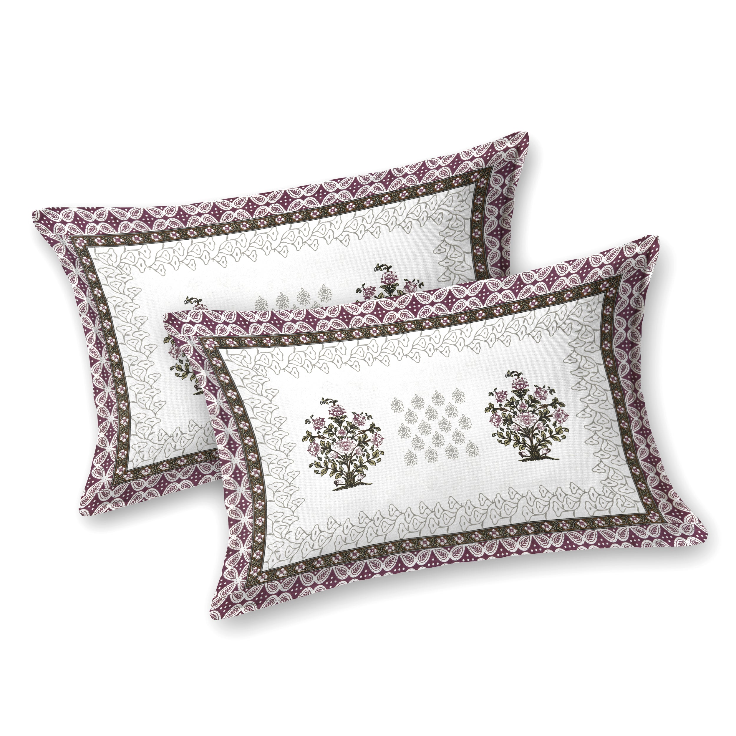 Block-Printed Butti Cotton Bedsheet - Lavender
