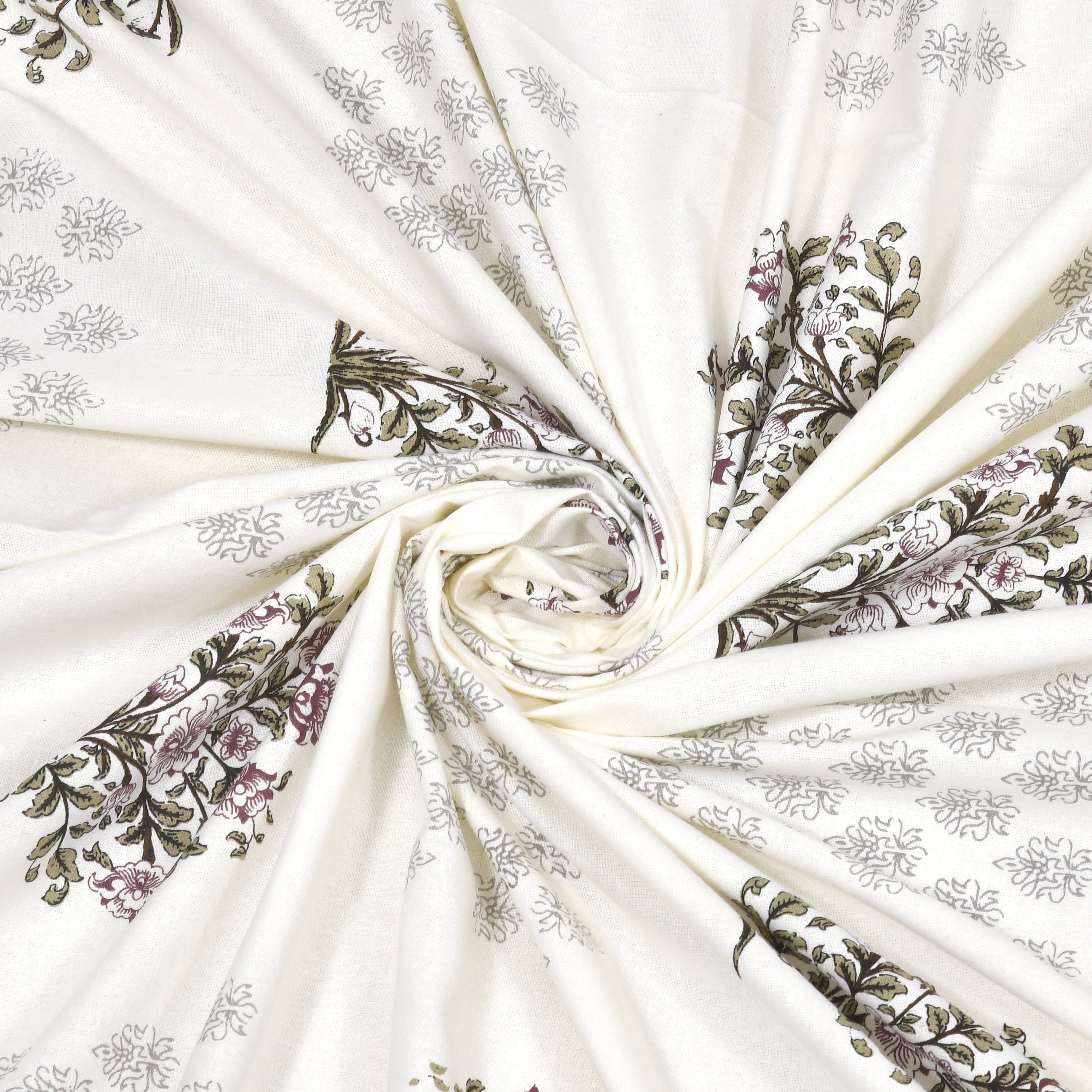 Block-Printed Butti Cotton Bedsheet - Lavender