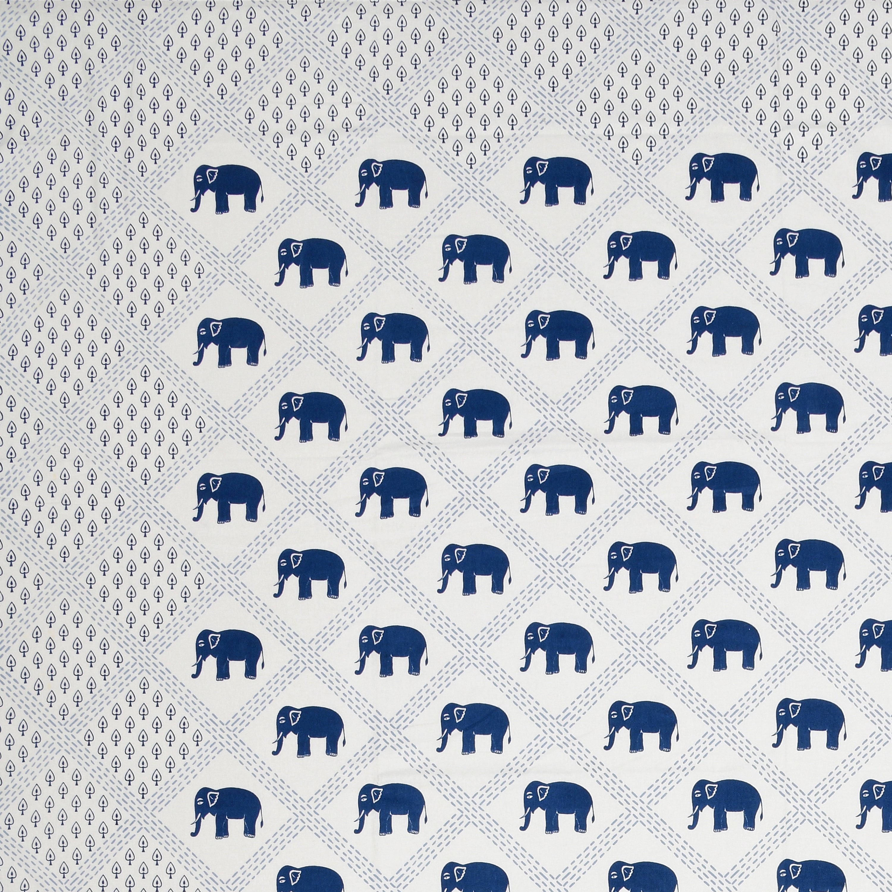 Standing Elephant Cotton Bedsheet - Blue