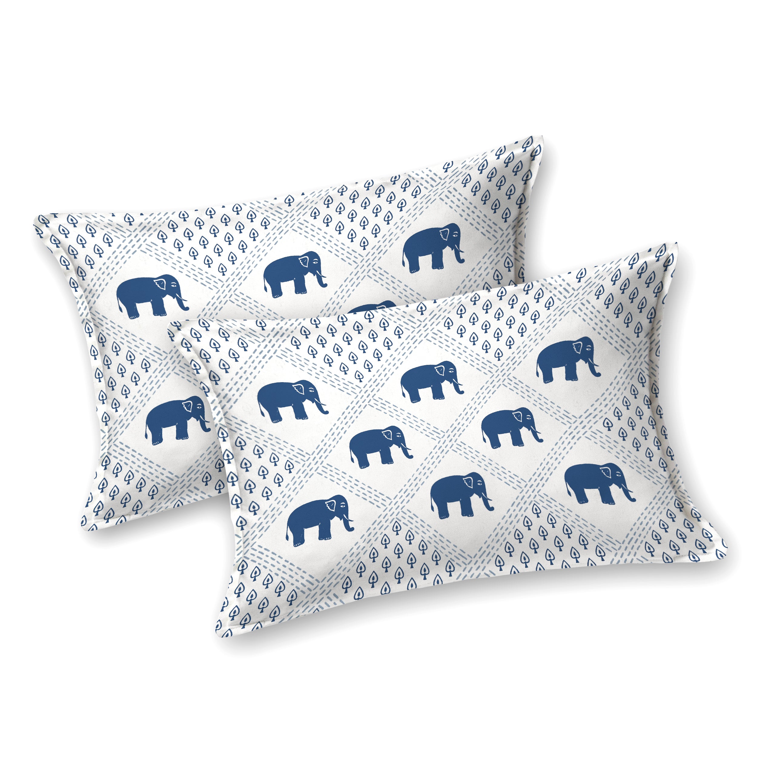 Standing Elephant Cotton Bedsheet - Blue