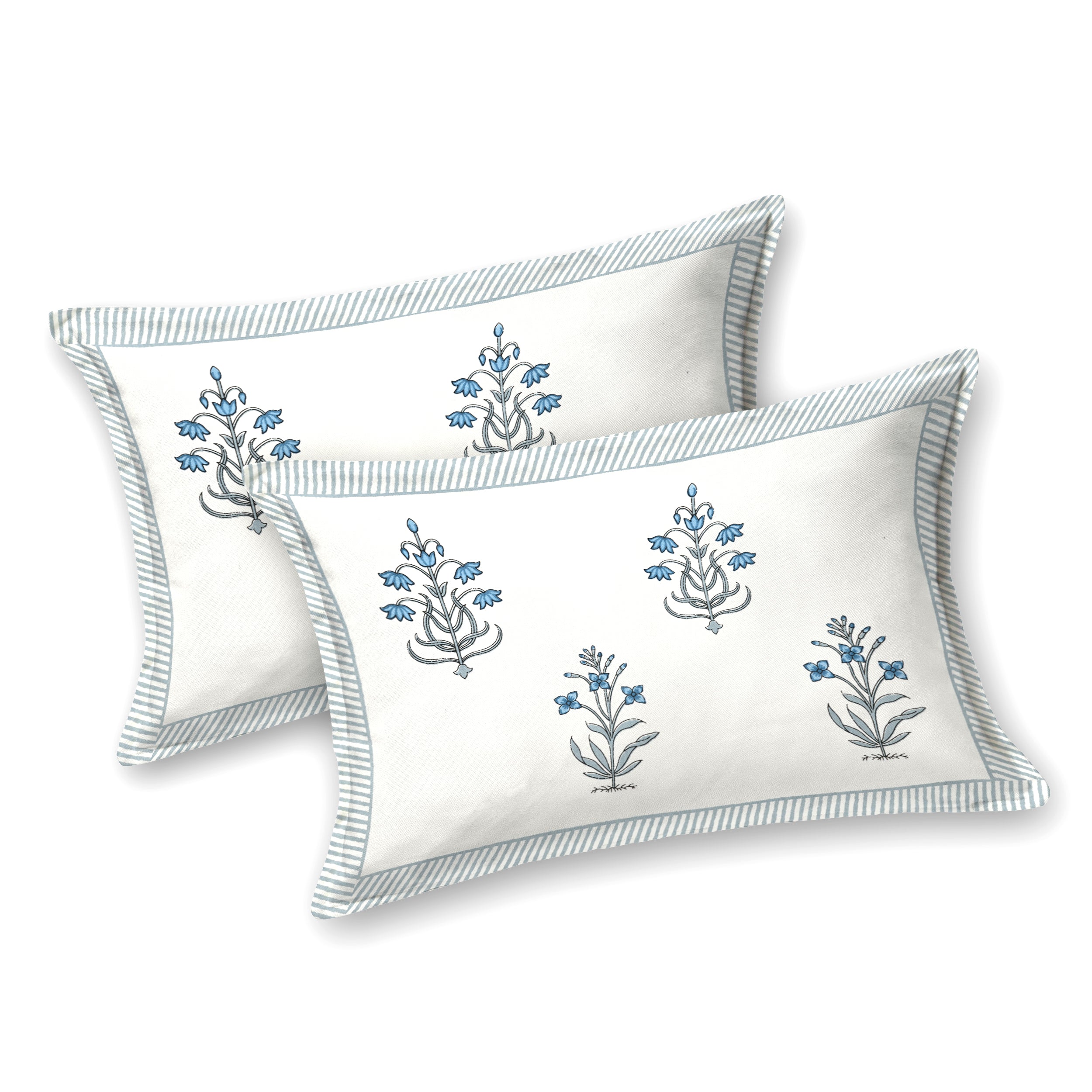 Block Printed Cotton King size Bedsheet- Blue