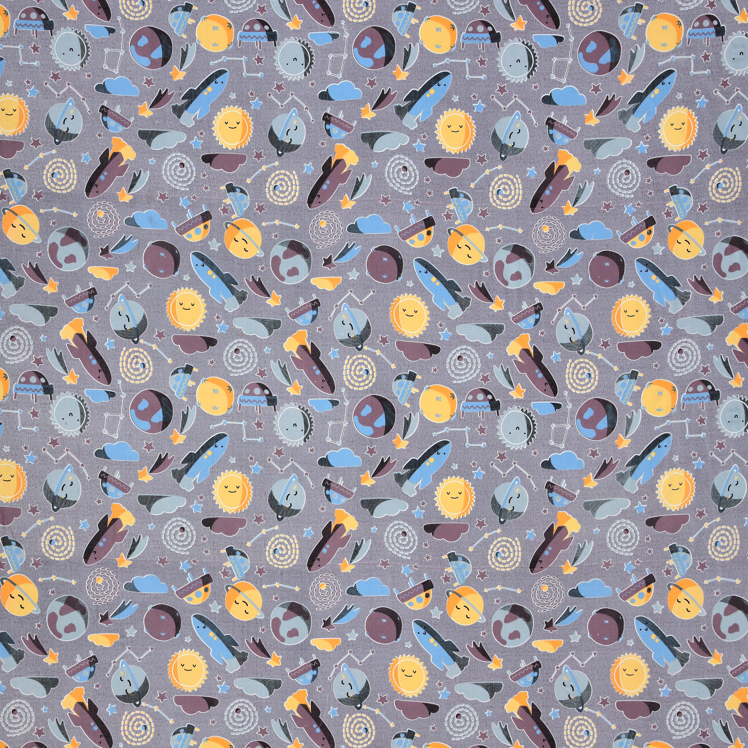 Space Explorers Pure Cotton Bedsheet- Stellar Grey