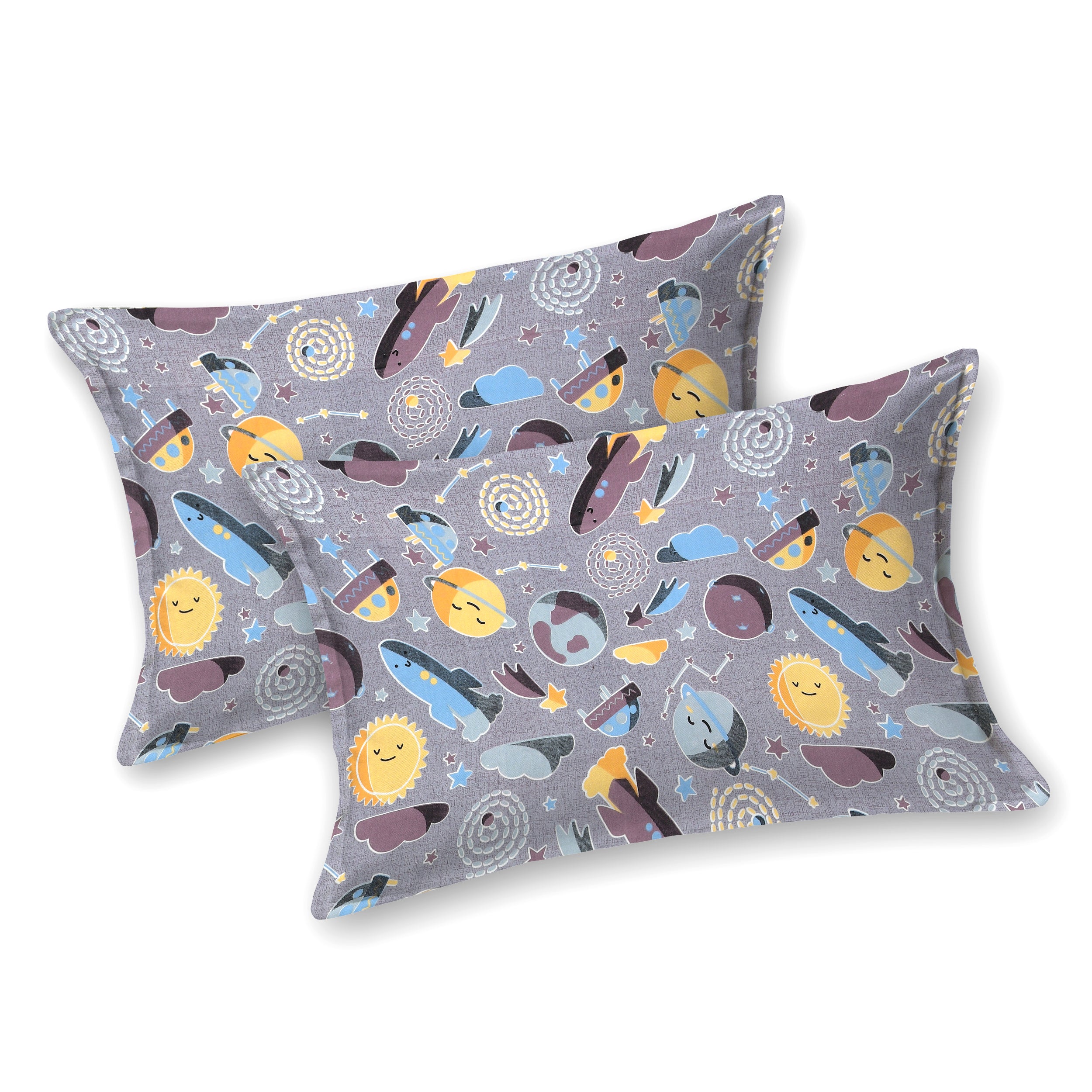 Space Explorers Pure Cotton Bedsheet- Stellar Grey
