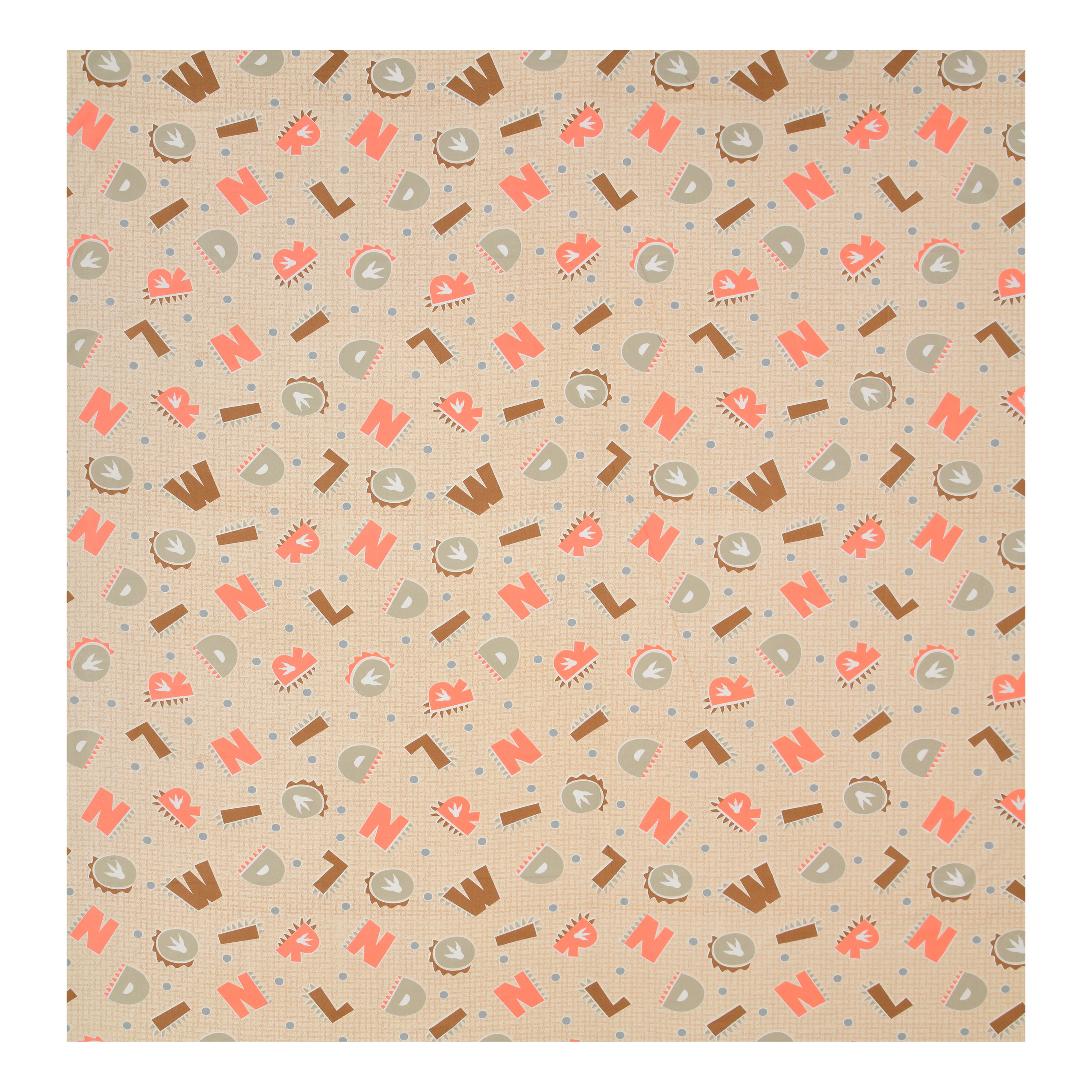 Alphabetical Adventure Pure Cotton Bedsheet- Peachy Cream