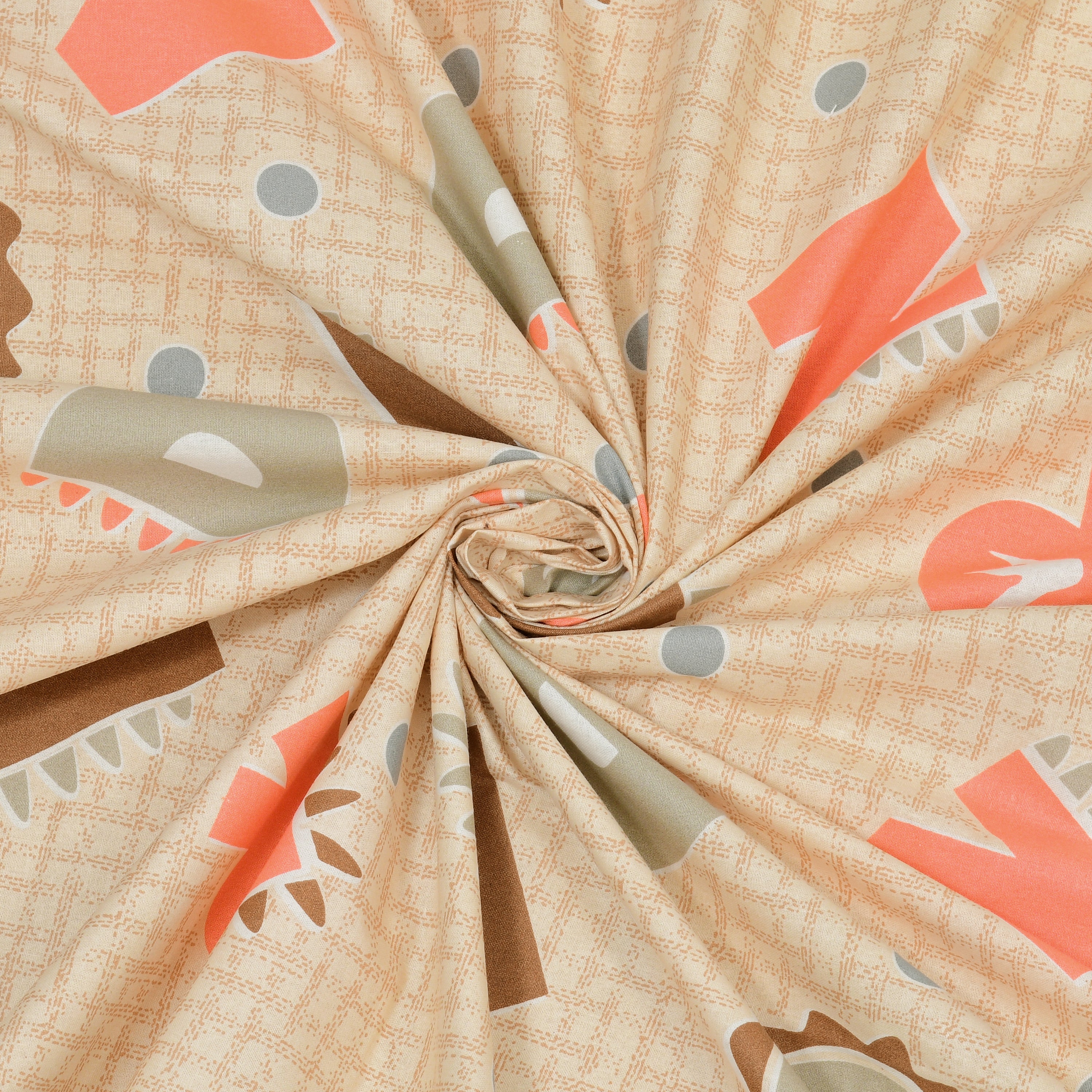 Alphabetical Adventure Pure Cotton Bedsheet- Peachy Cream