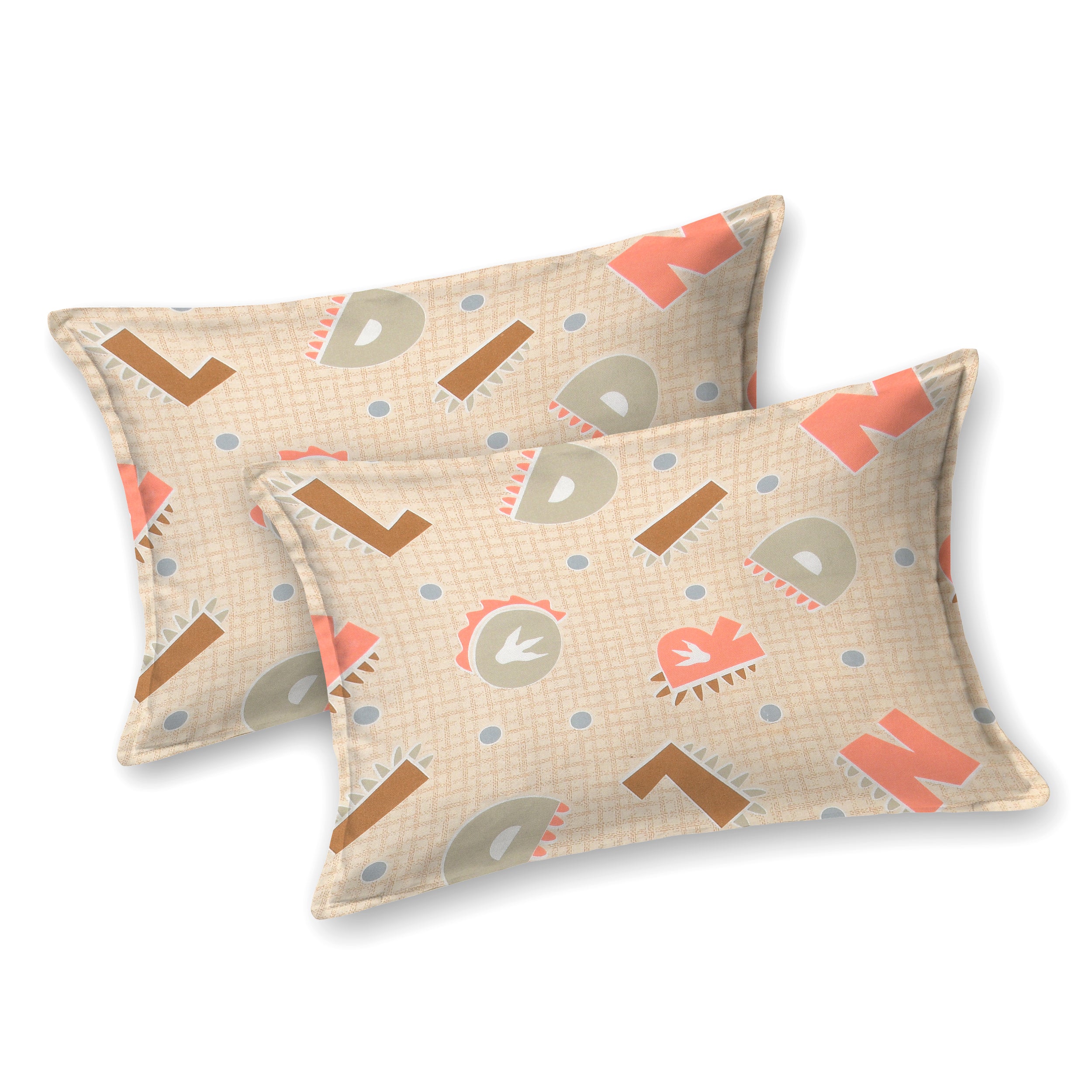 Alphabetical Adventure Pure Cotton Bedsheet- Peachy Cream
