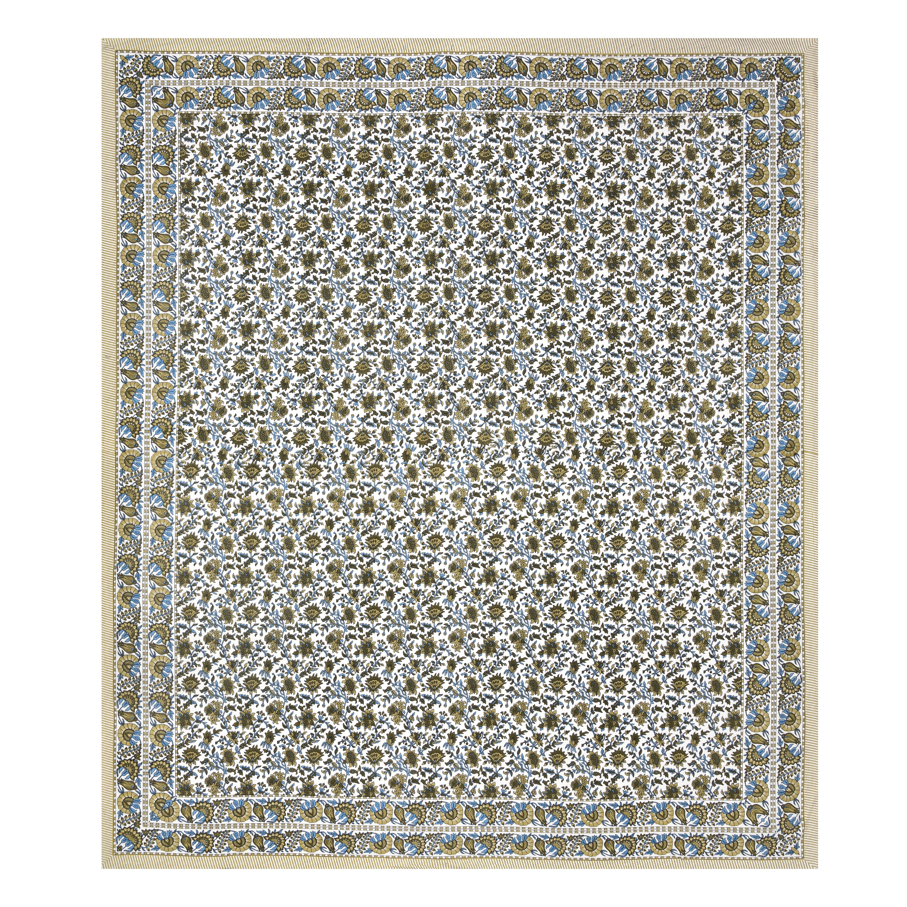 Floral Printed Pure Cotton Bedsheet - Green