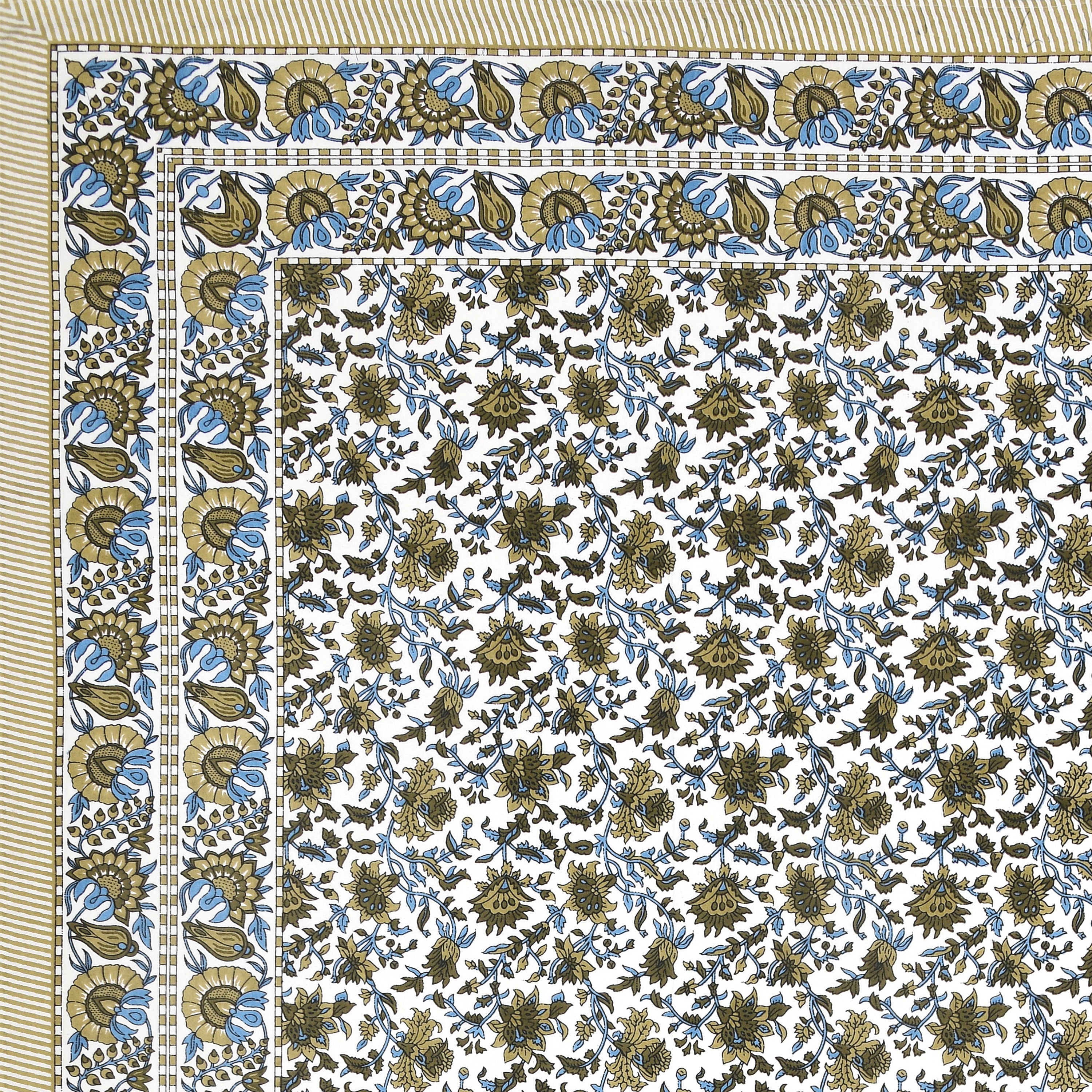 Floral Printed Pure Cotton Bedsheet - Green