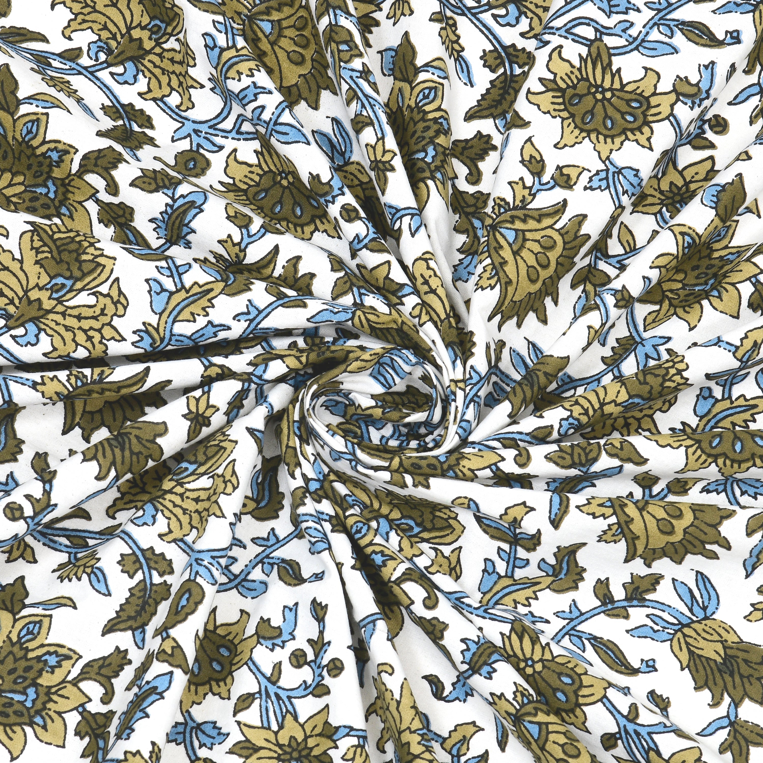 Floral Printed Pure Cotton Bedsheet - Green
