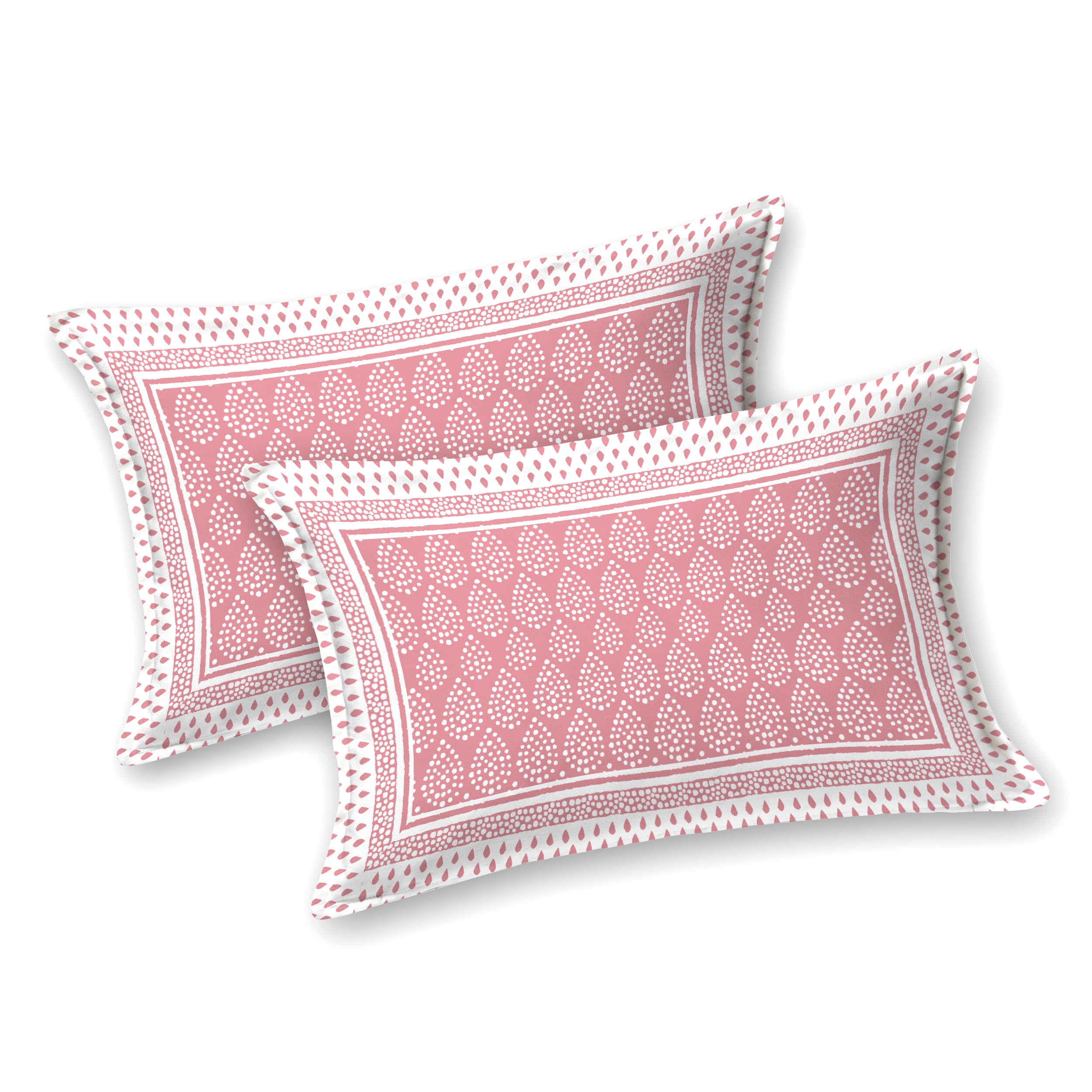 Teardrop Printed Cotton Bedsheet - Pink