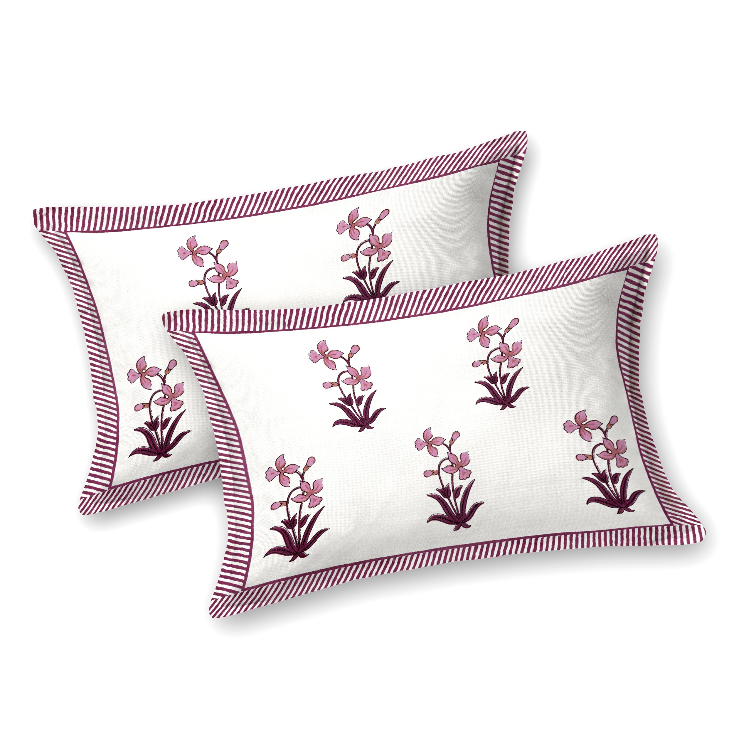 Block Printed Cotton King Size Bedsheet- Pink