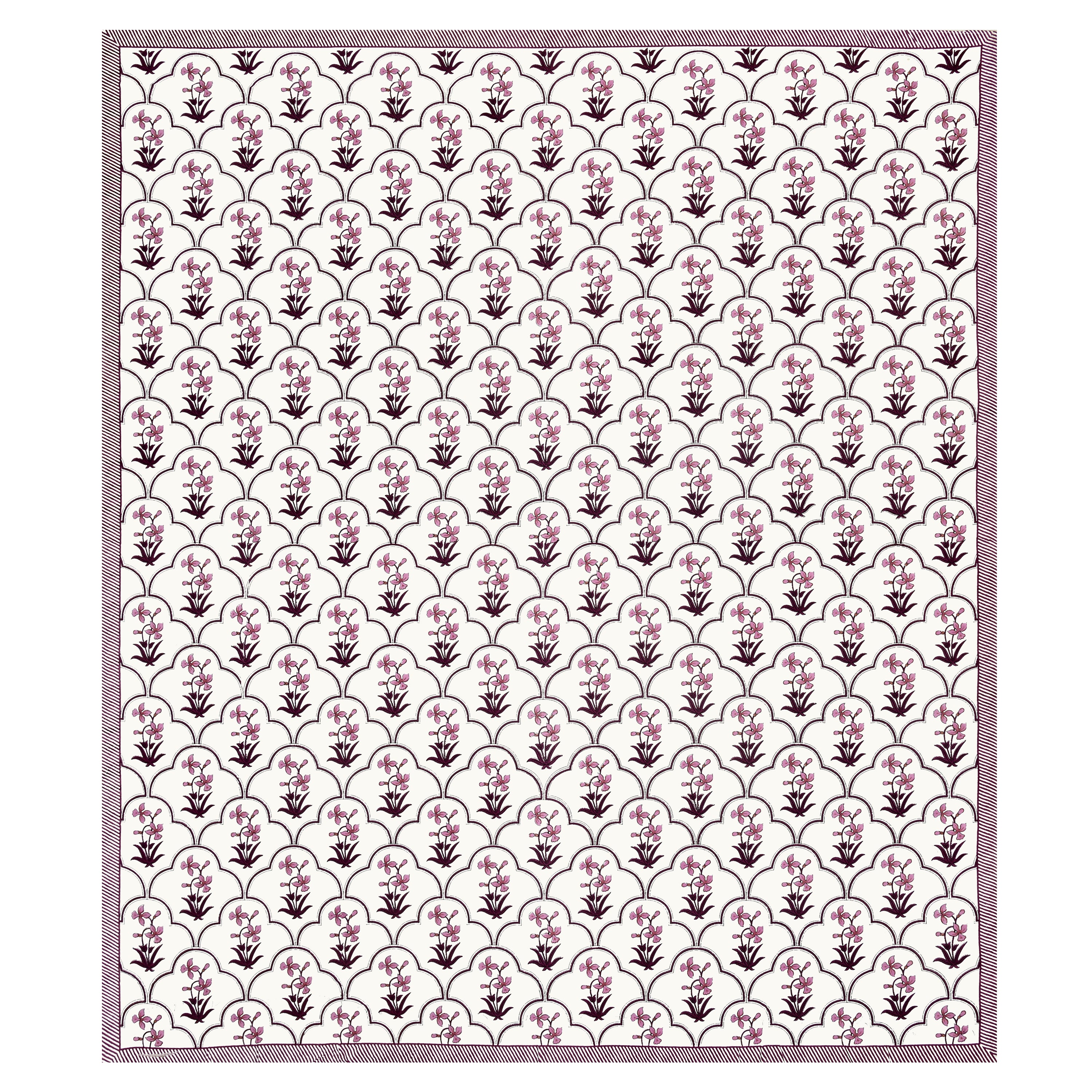 Block Printed Cotton King Size Bedsheet- Pink