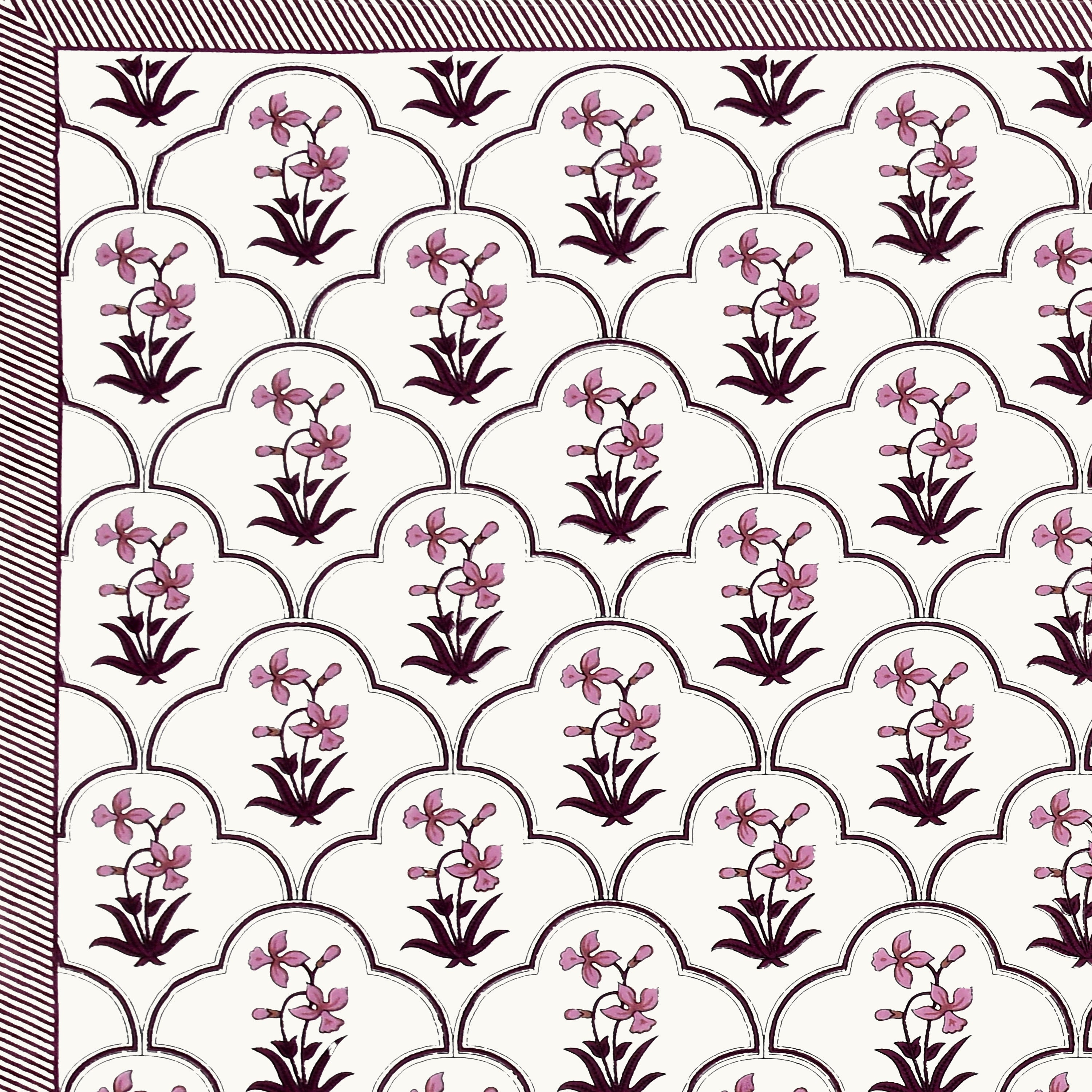 Block Printed Cotton King Size Bedsheet- Pink