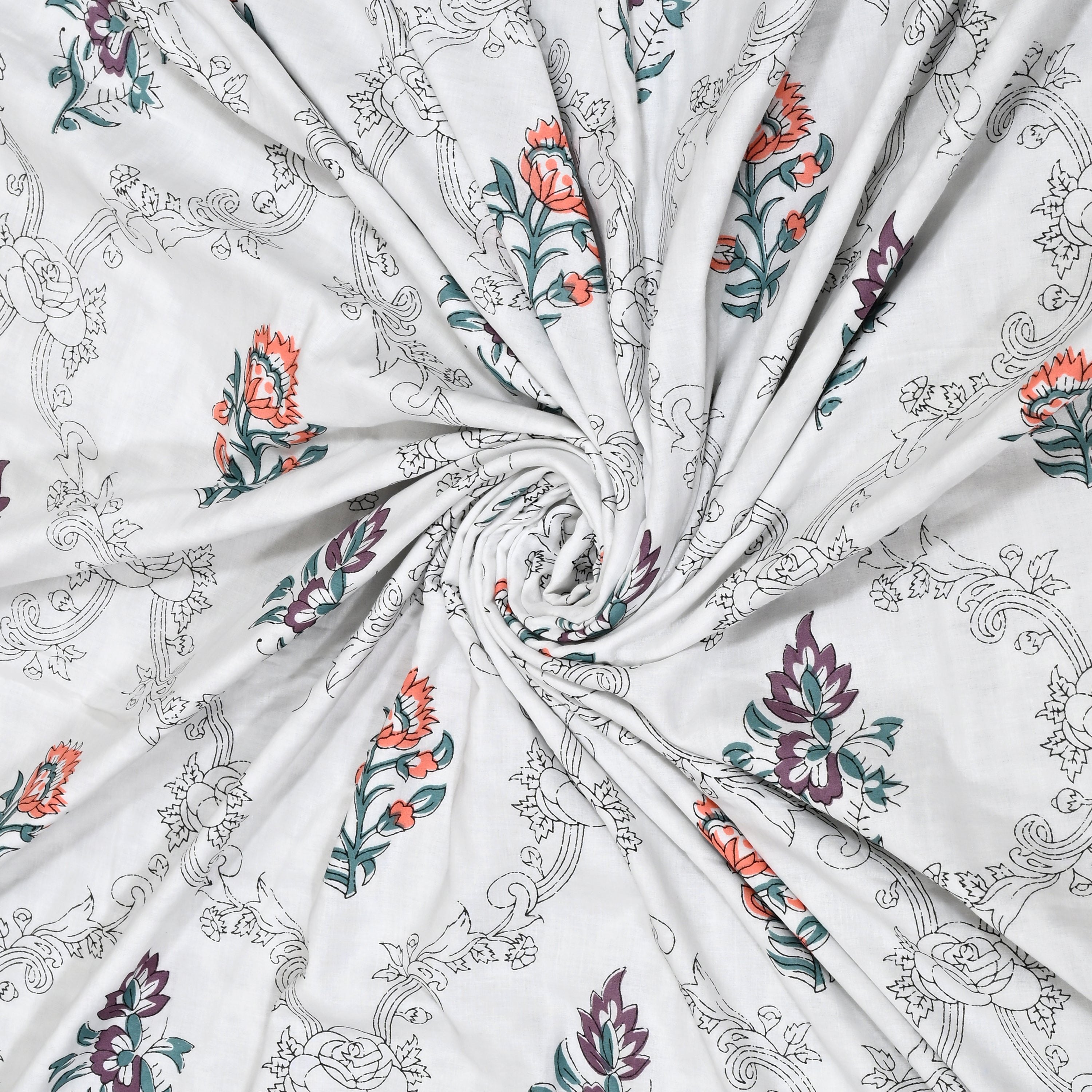 Botanical Calm Dohar Printable & Reversible - Orange Floral