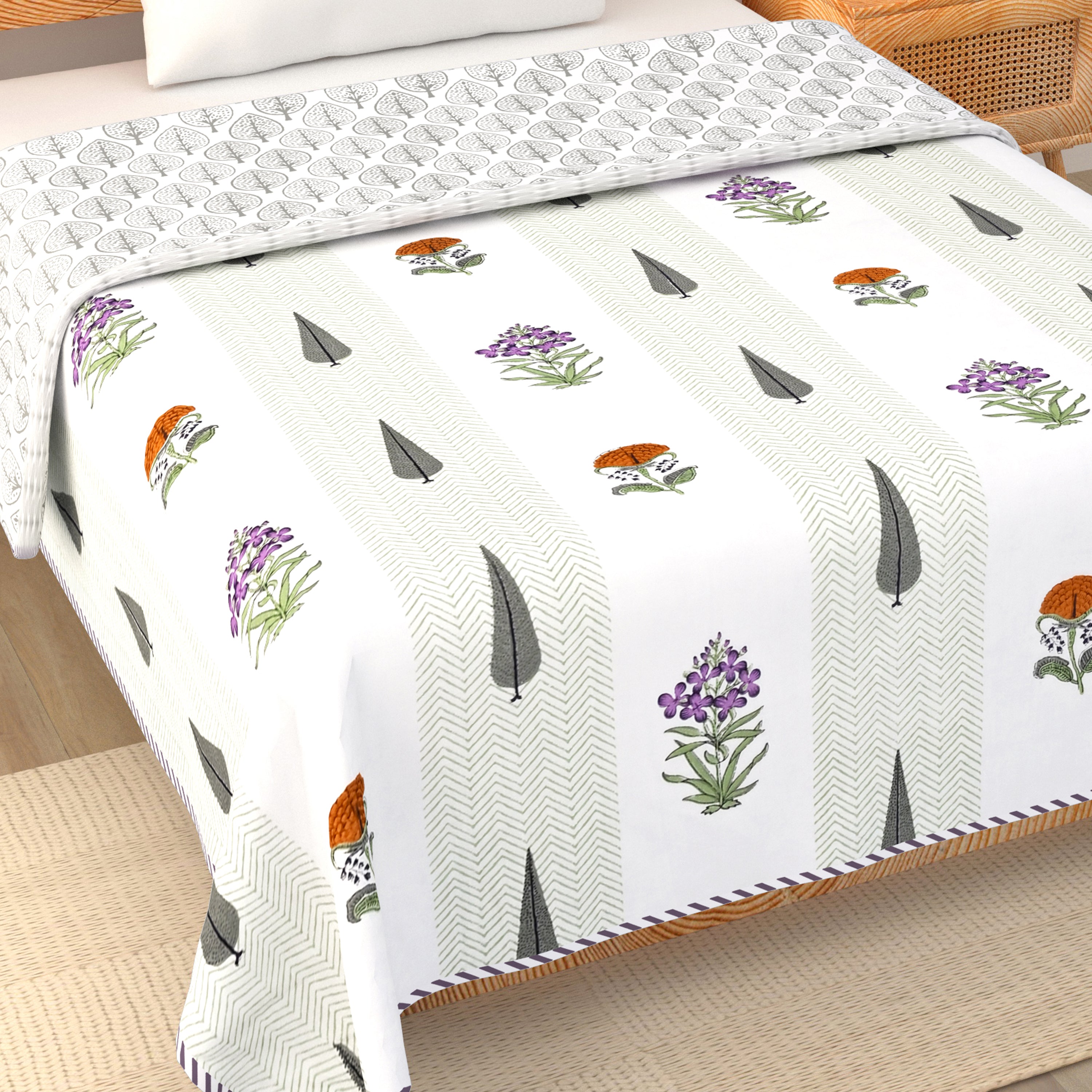 Botanical Calm Dohar Printable & Reversible - Marigold