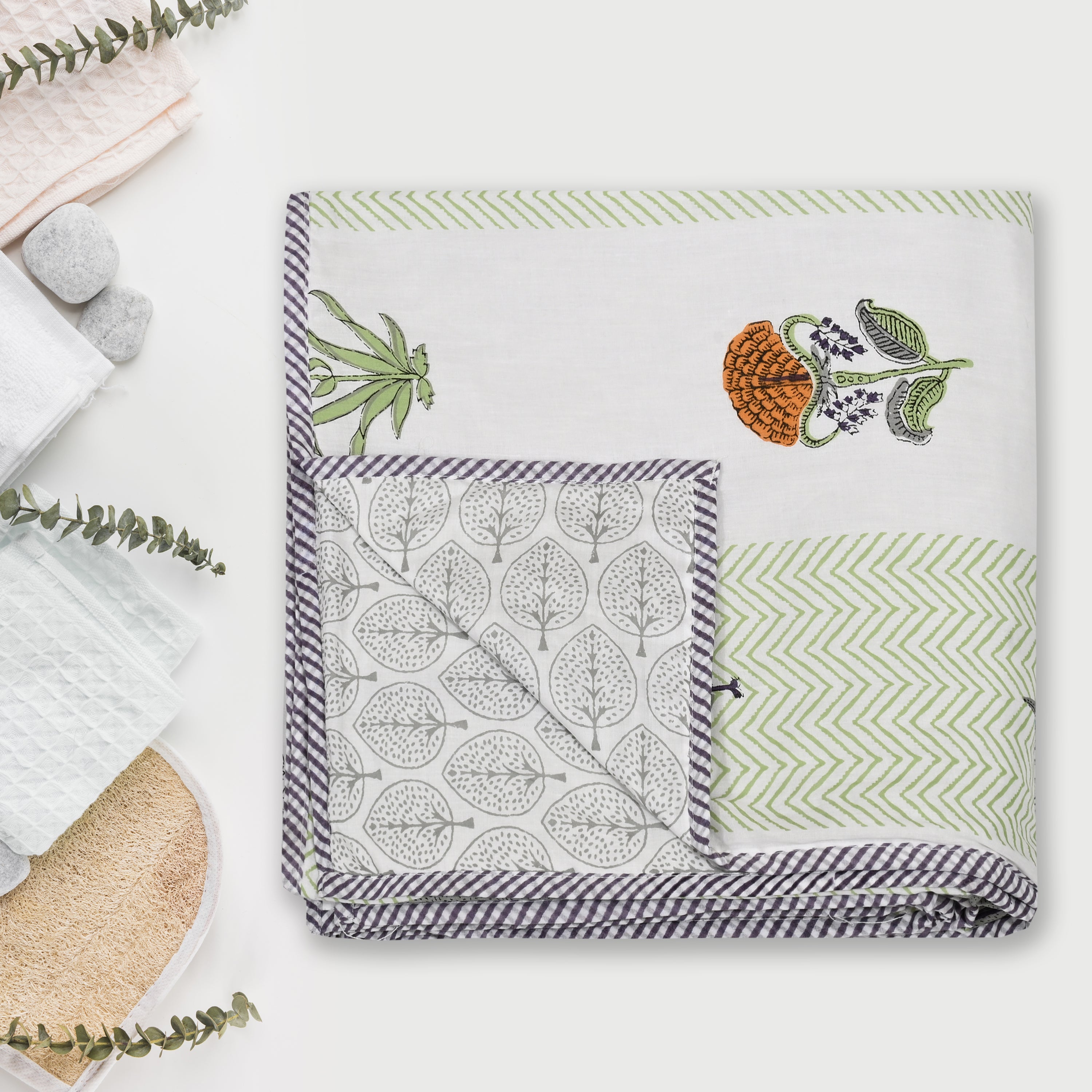 Botanical Calm Dohar Printable & Reversible - Marigold