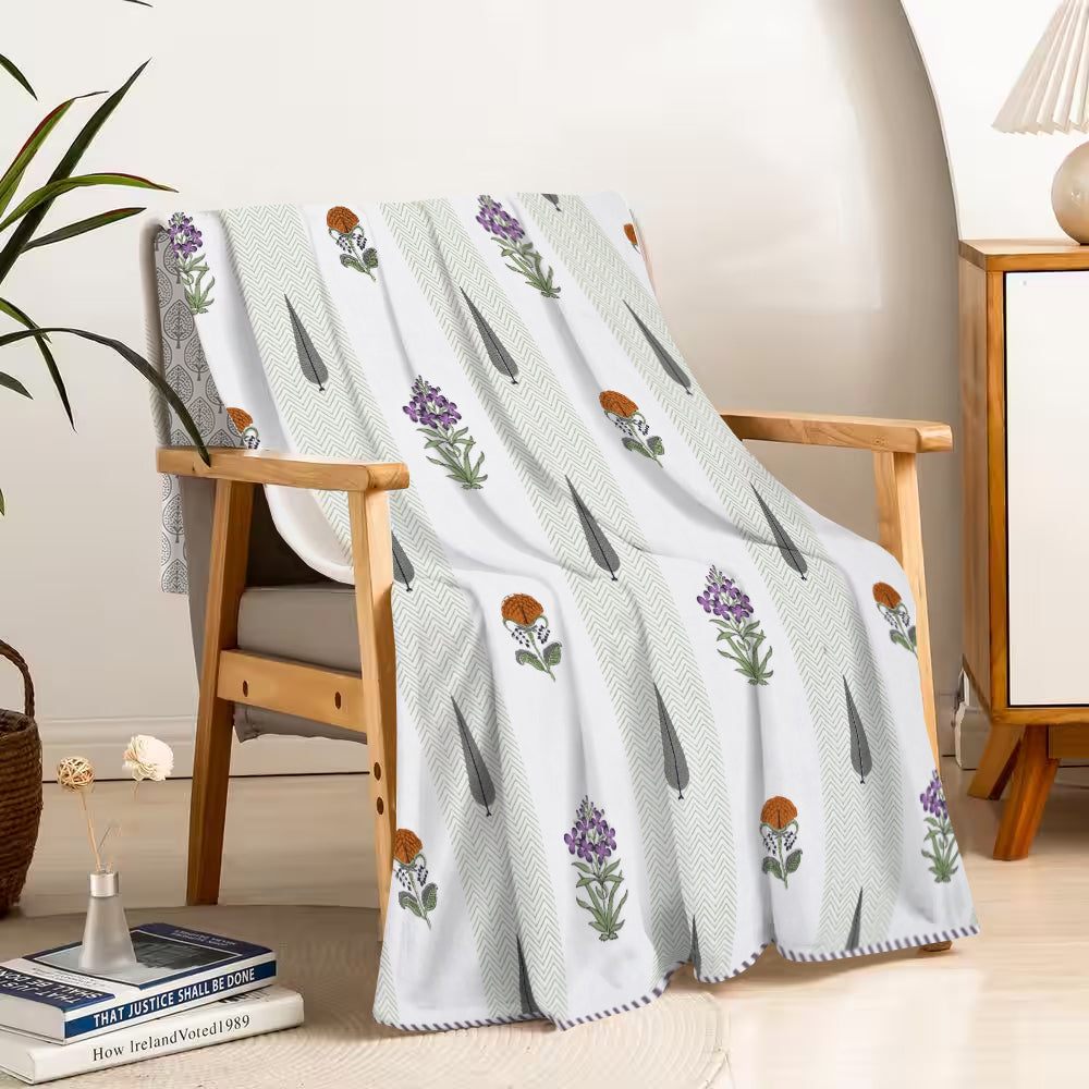 Botanical Calm Dohar Printable & Reversible - Marigold