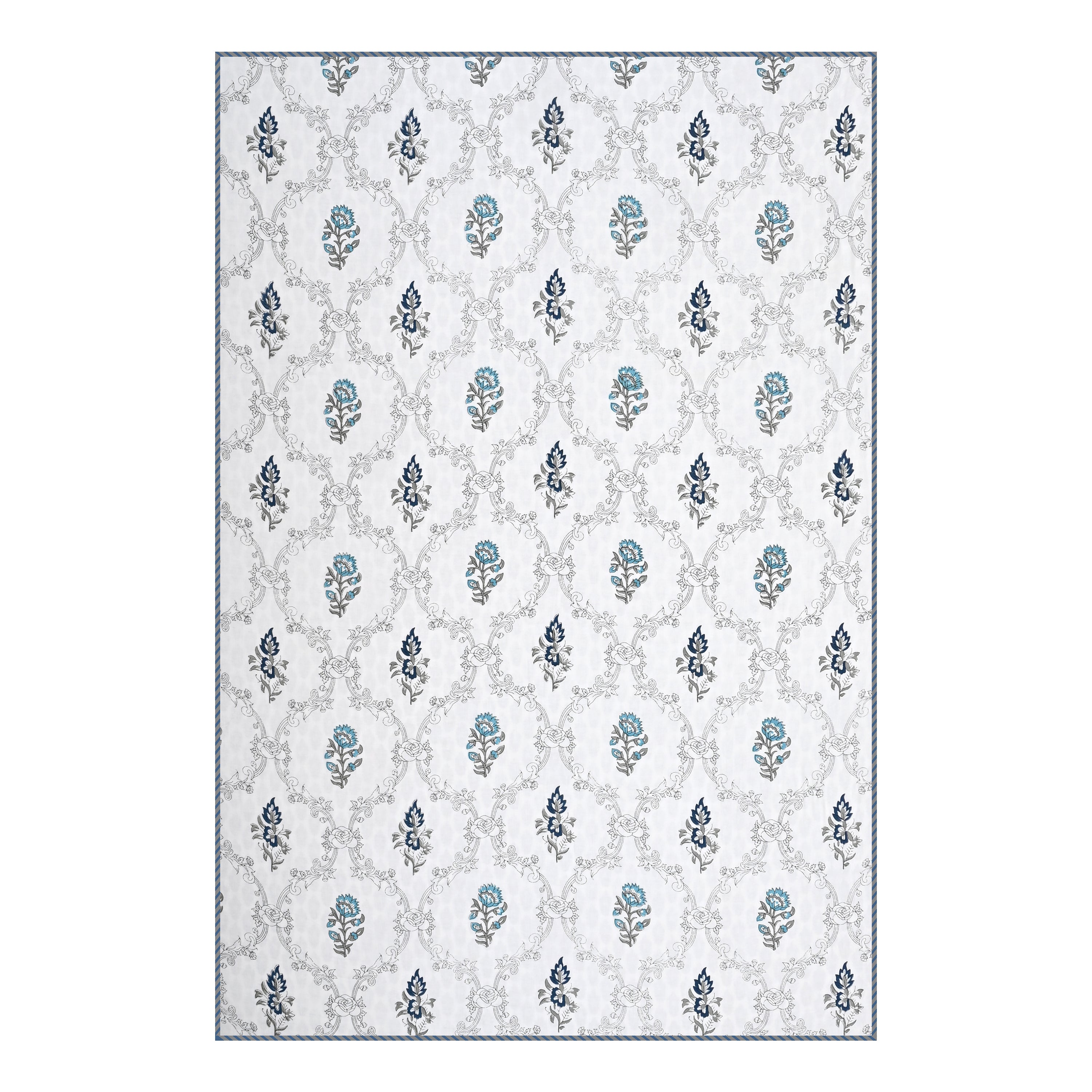 Botanical Calm Dohar Printable & Reversible - Blue Flower
