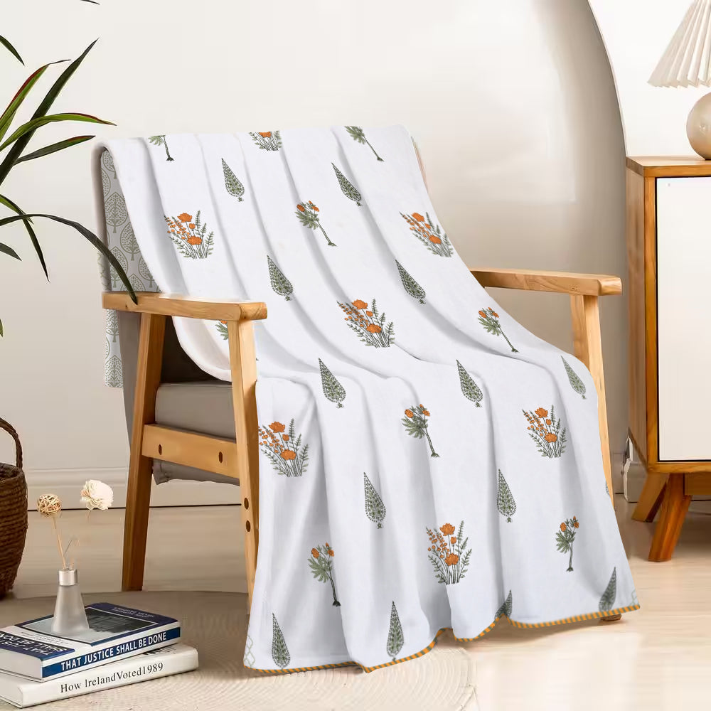 Amber Leaf Cotton Dohar Printable & Reversible