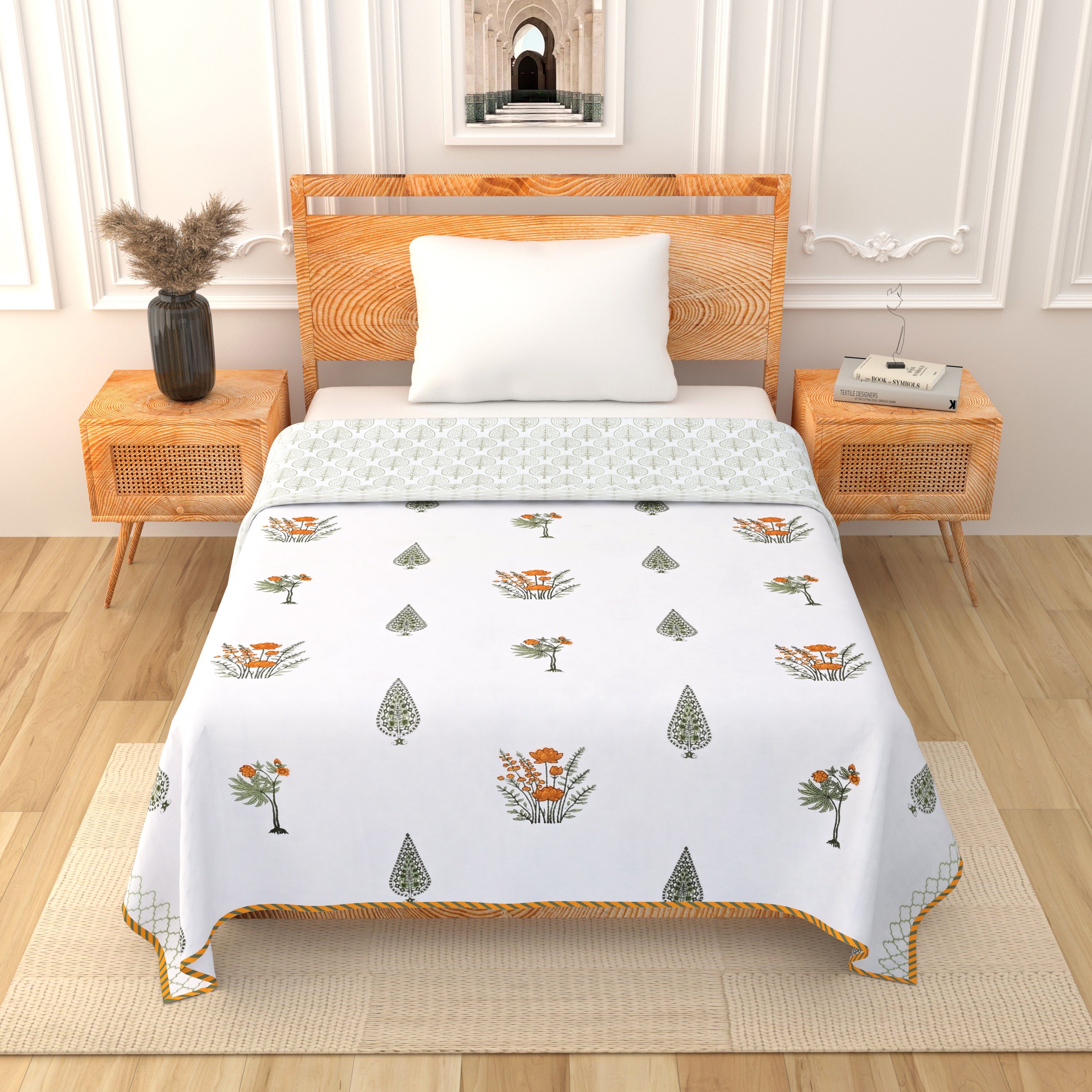 Amber Leaf Cotton Dohar Printable & Reversible