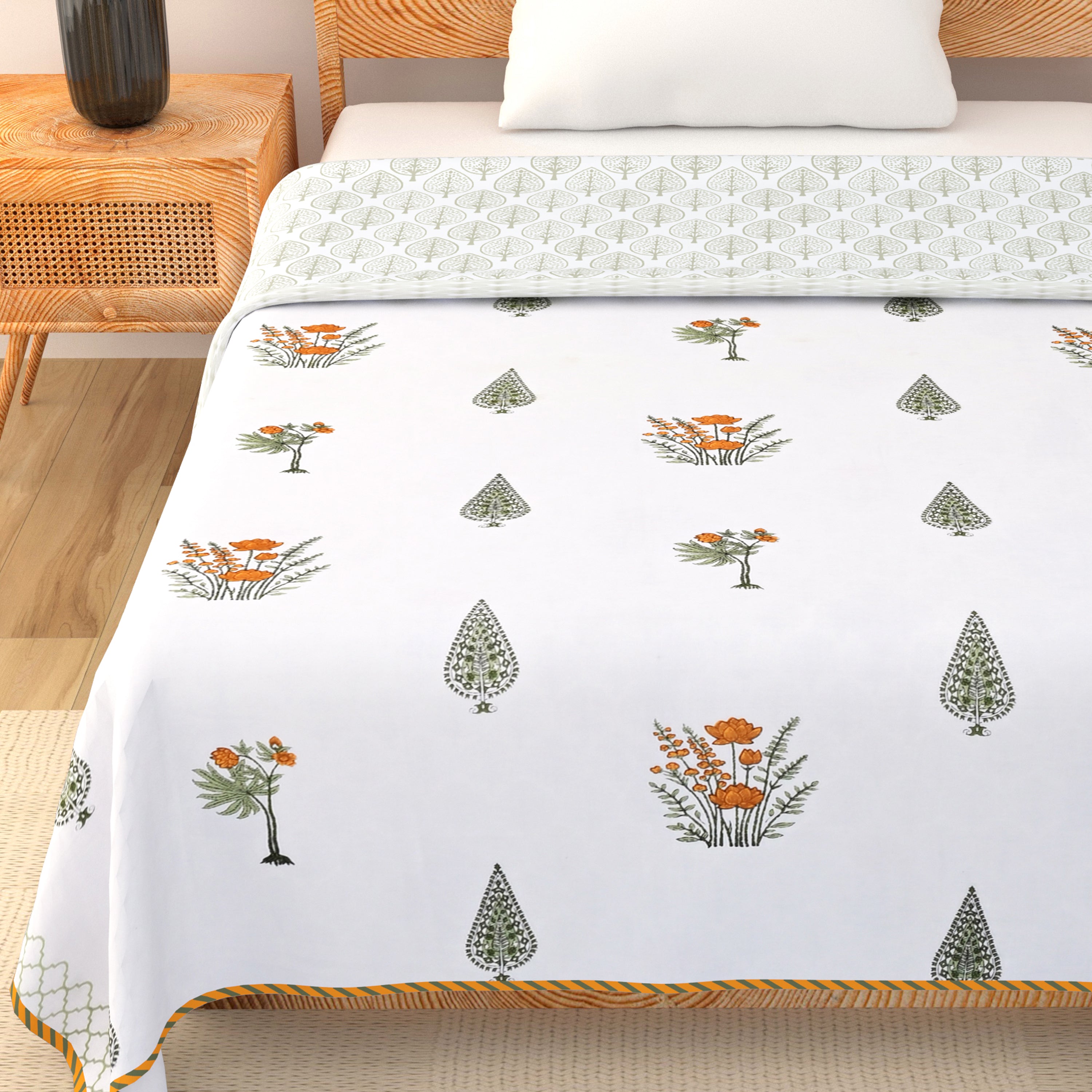 Amber Leaf Cotton Dohar Printable & Reversible