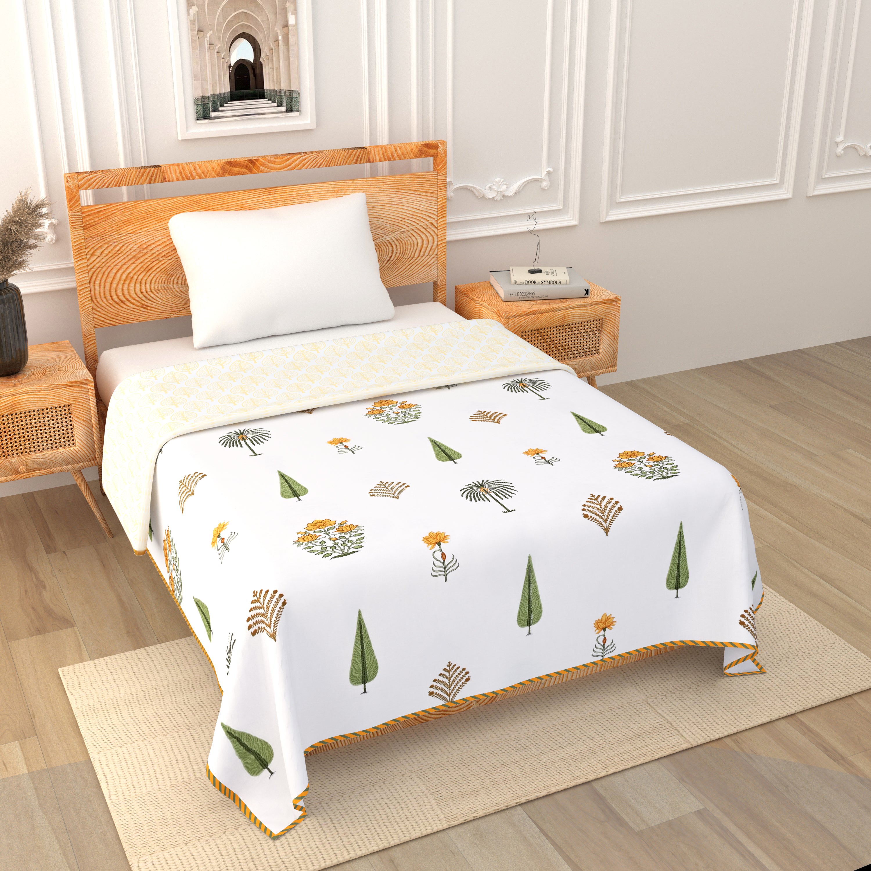 Palm & Petal Cotton Dohar Printable & Reversible