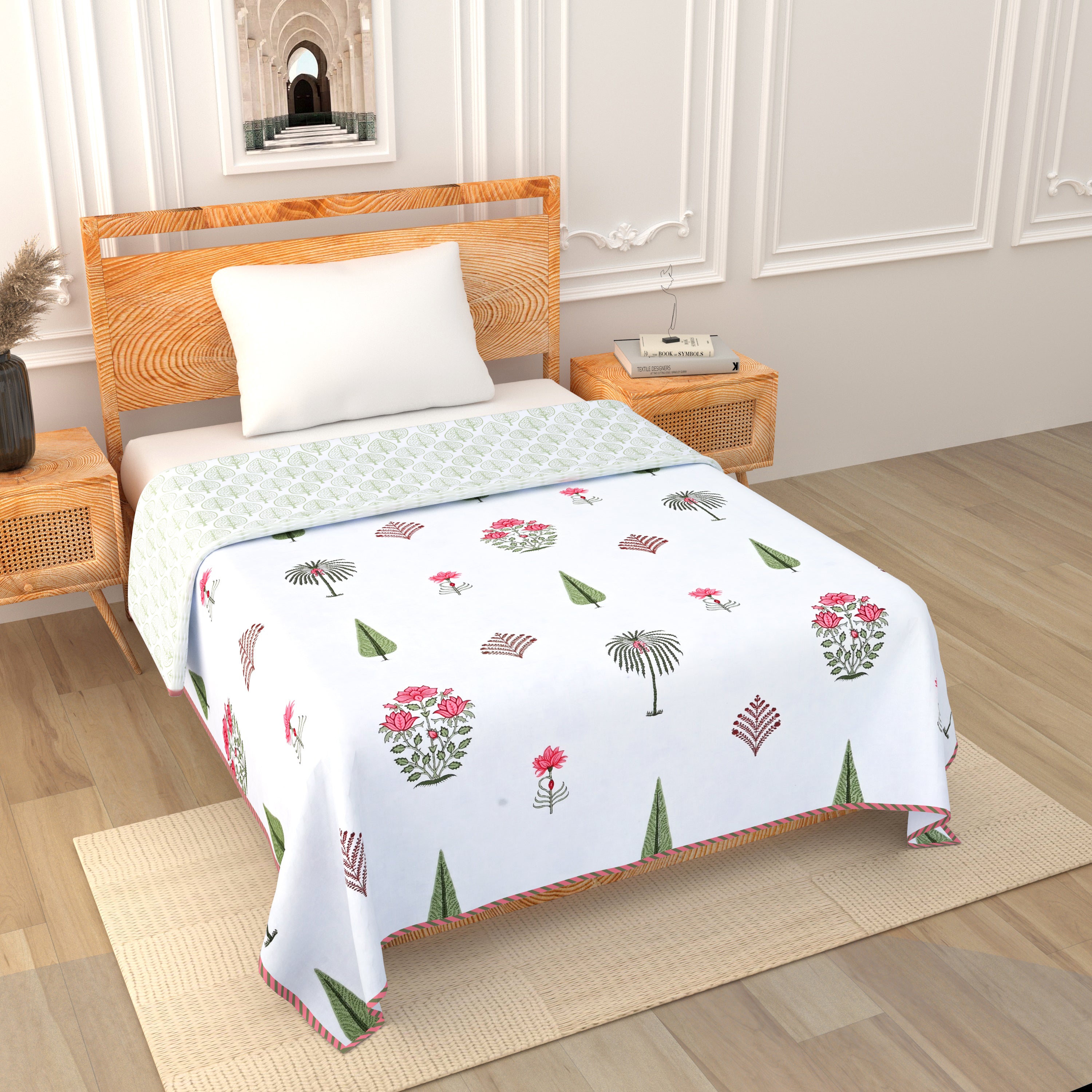 Pink Bloom Breeze Cotton Dohar Printable & Reversible