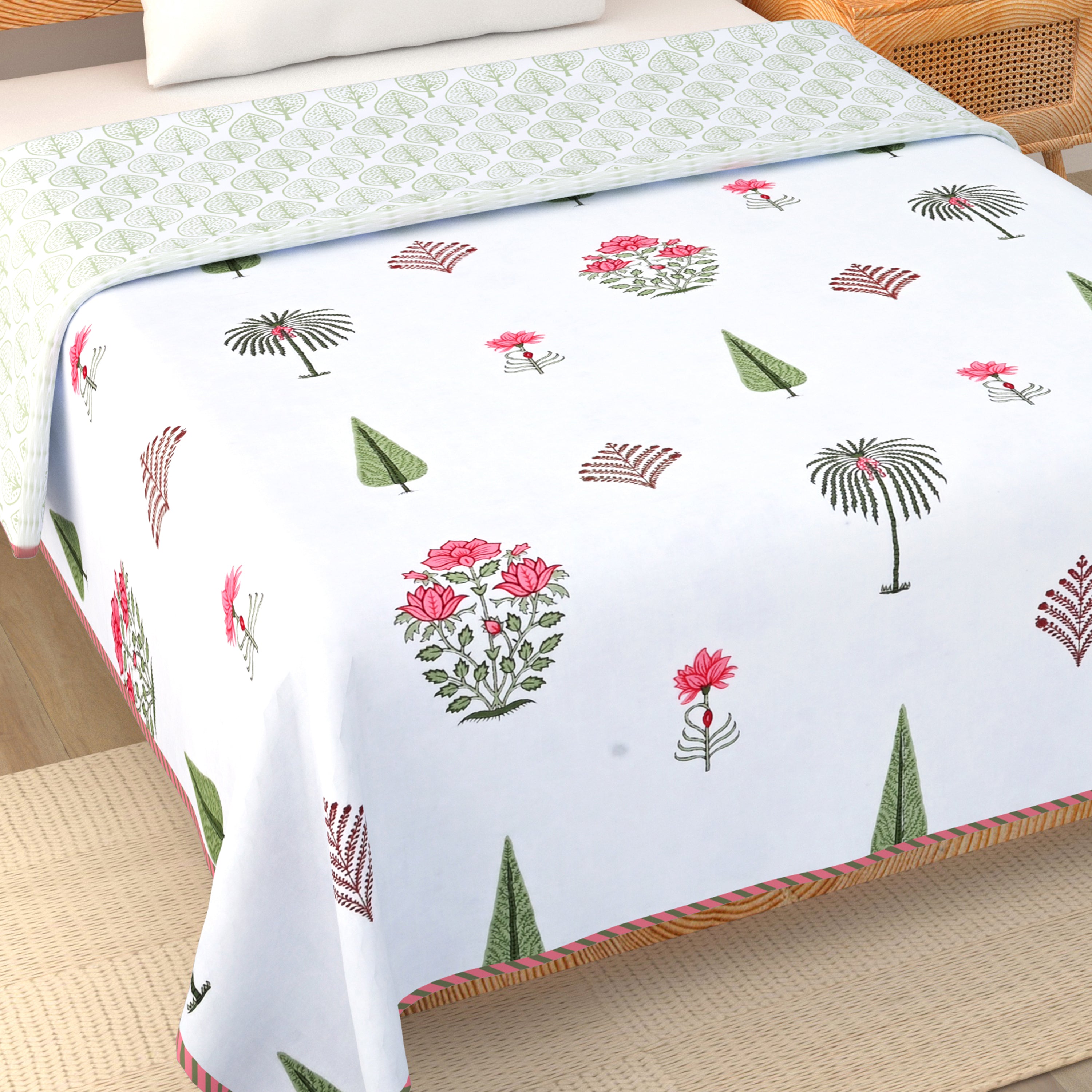 Pink Bloom Breeze Cotton Dohar Printable & Reversible