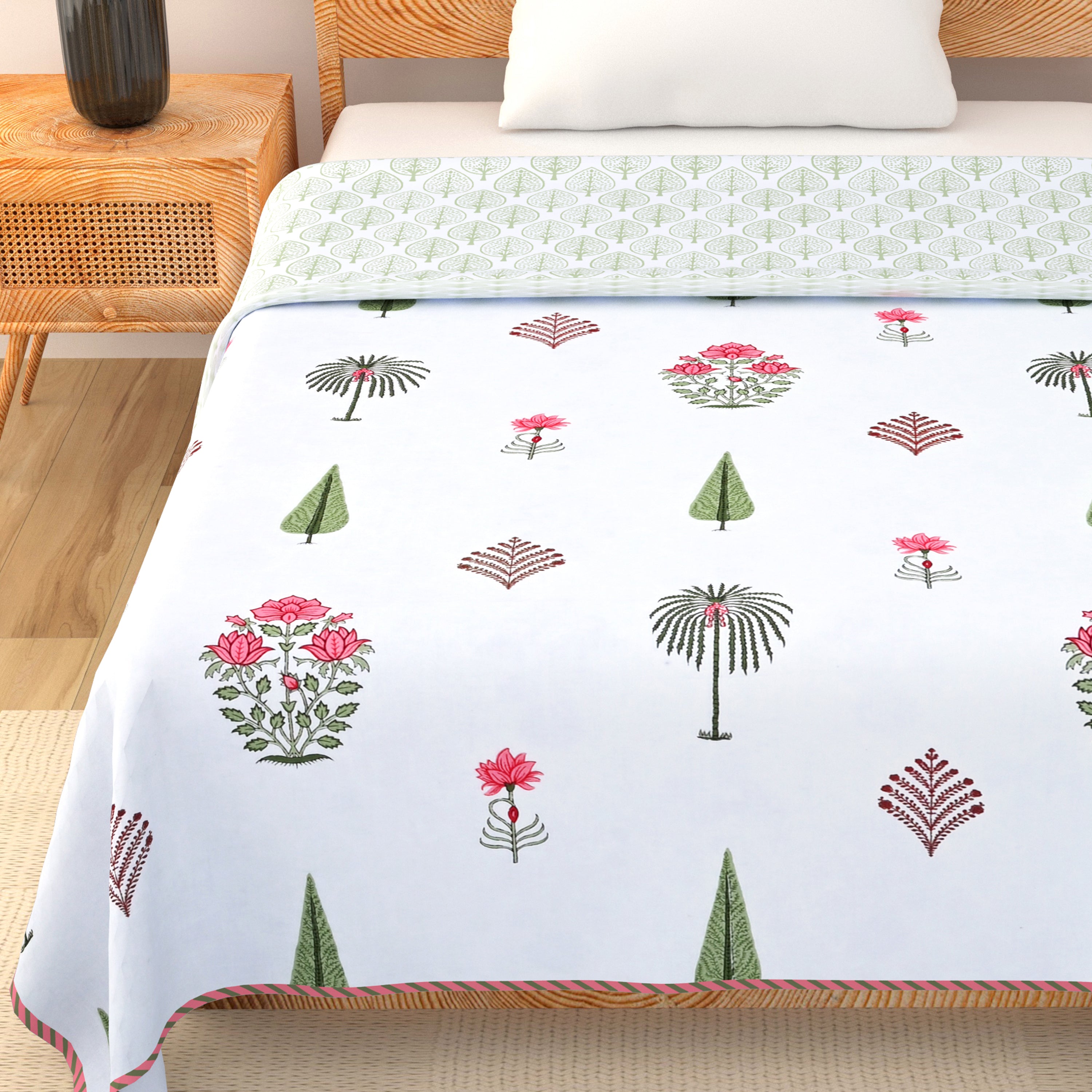 Pink Bloom Breeze Cotton Dohar Printable & Reversible