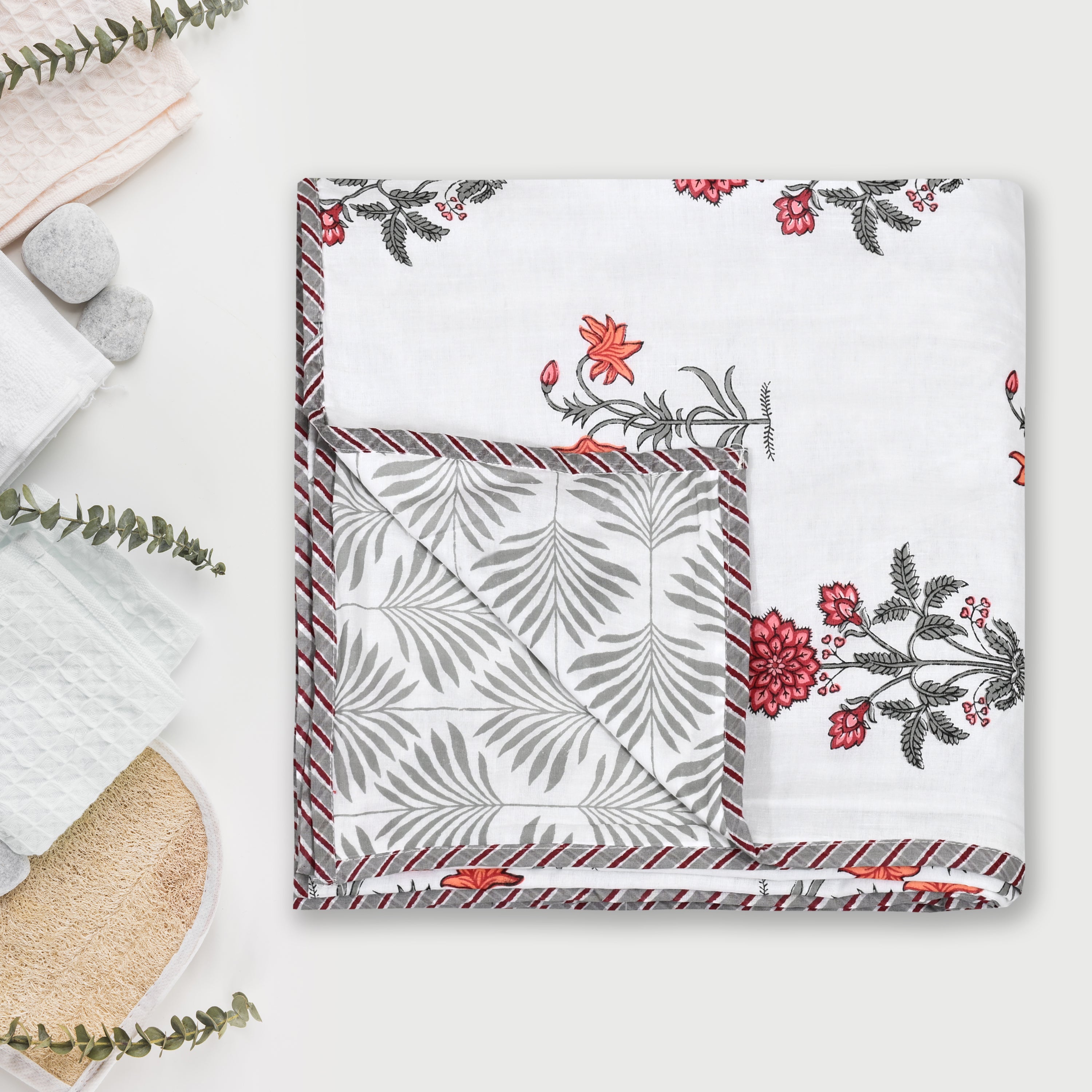 Scarlet Mist Cotton Dohar Printable & Reversible