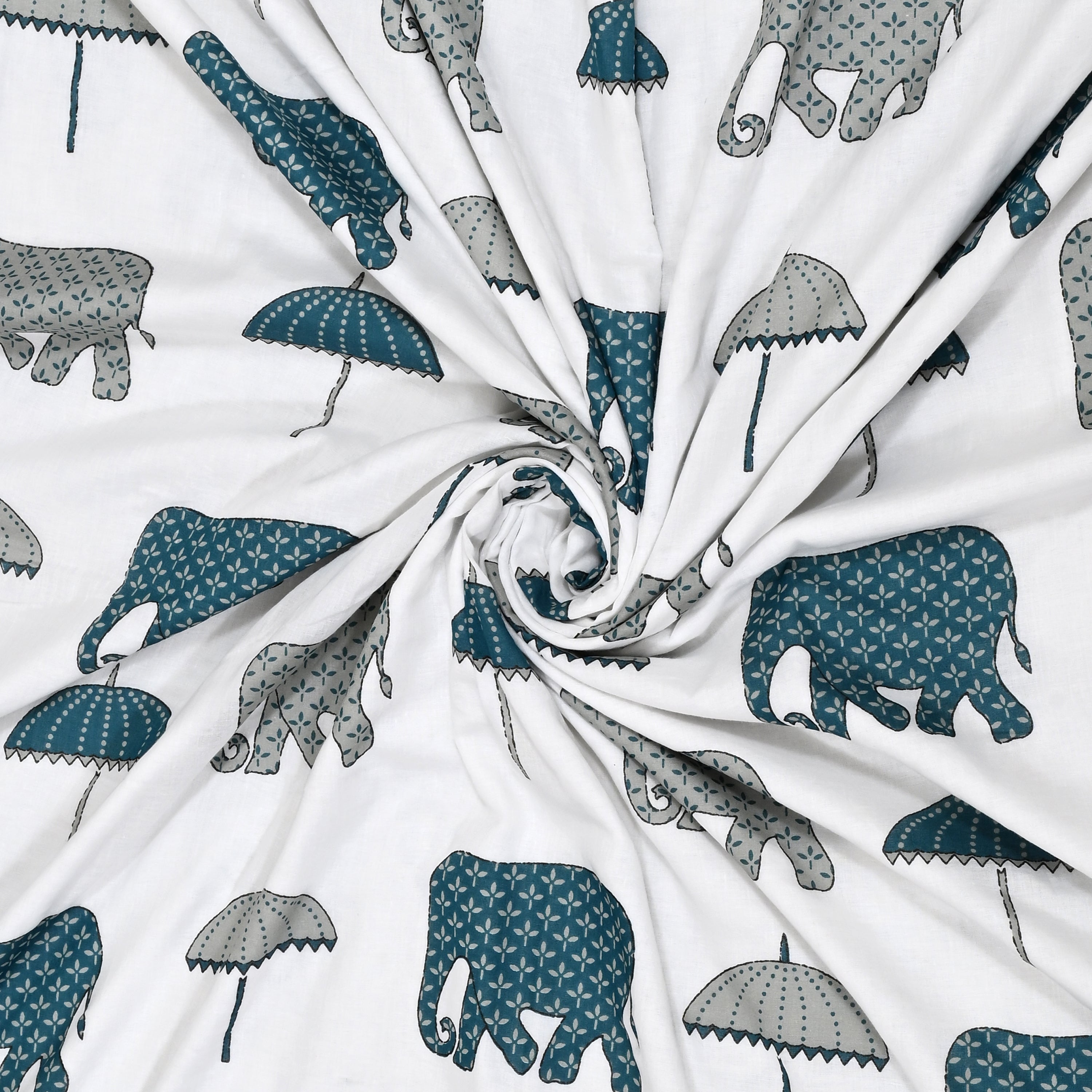 Botanical Calm Dohar Printable & Reversible - Blue Elephant