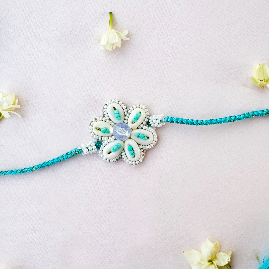 Blue Pastel Bloom Handmade Rakhi
