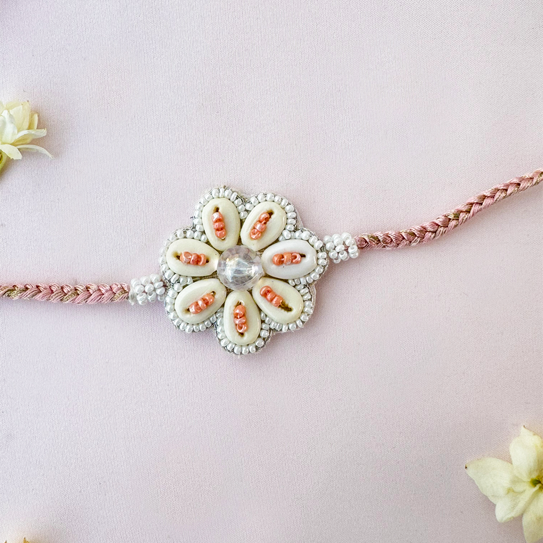 Peach Pastel Bloom Handmade Rakhi