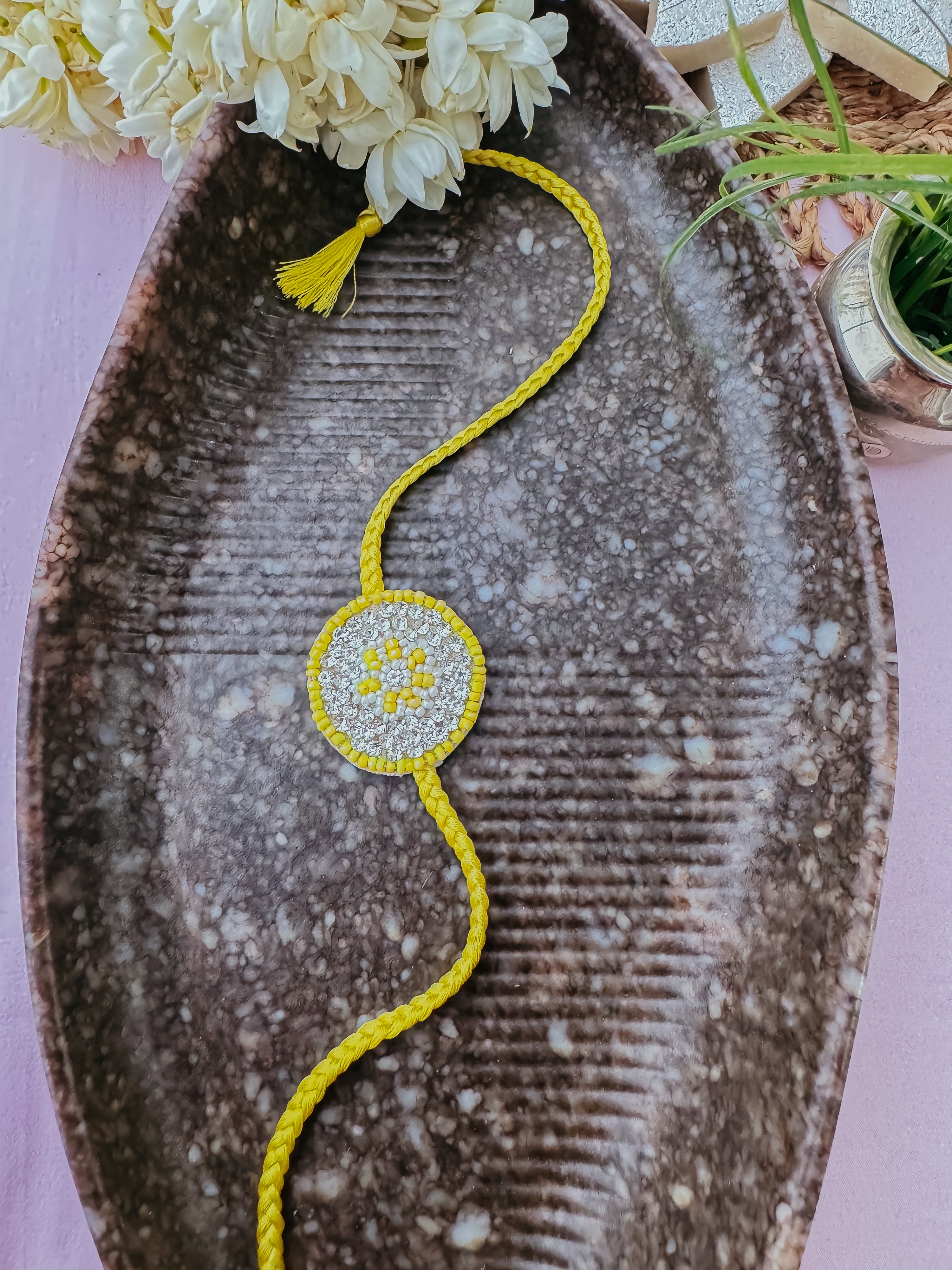 Yellow Stones Handmade Rakhi