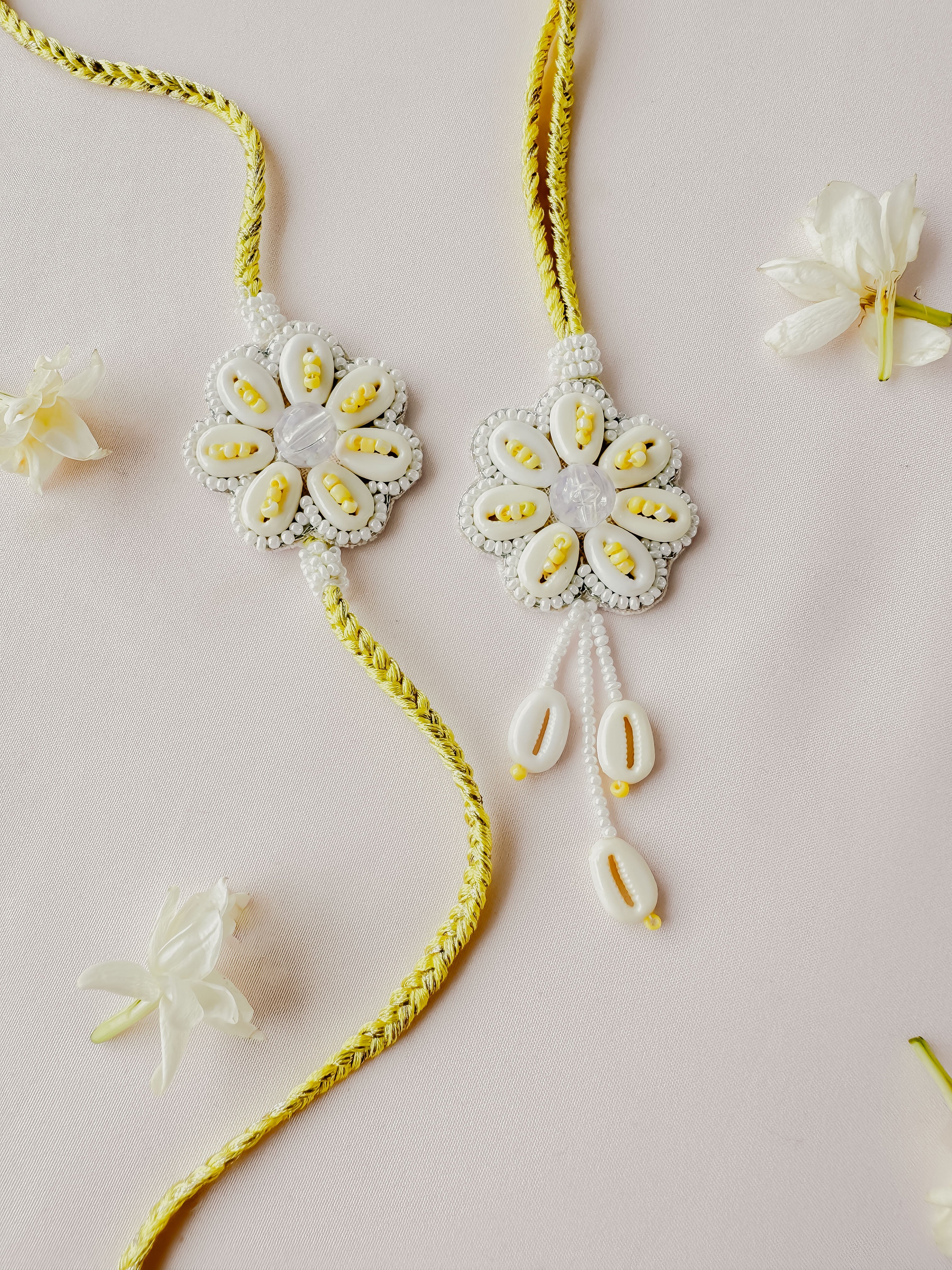 Yellow Pastel Bloom Lumba Set Handmade Rakhi
