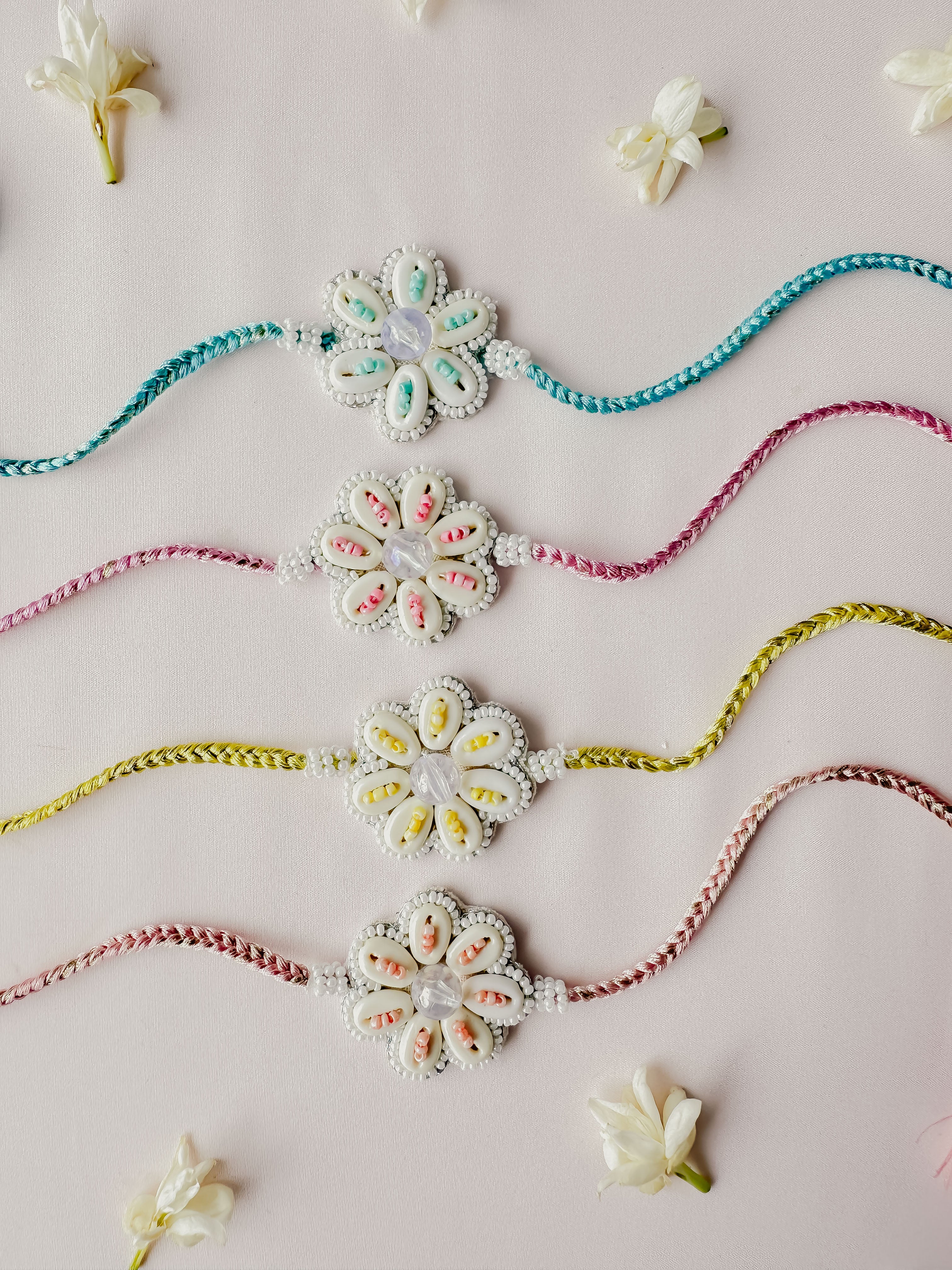Set of 4- Pastel Bloom Handmade Rakhis