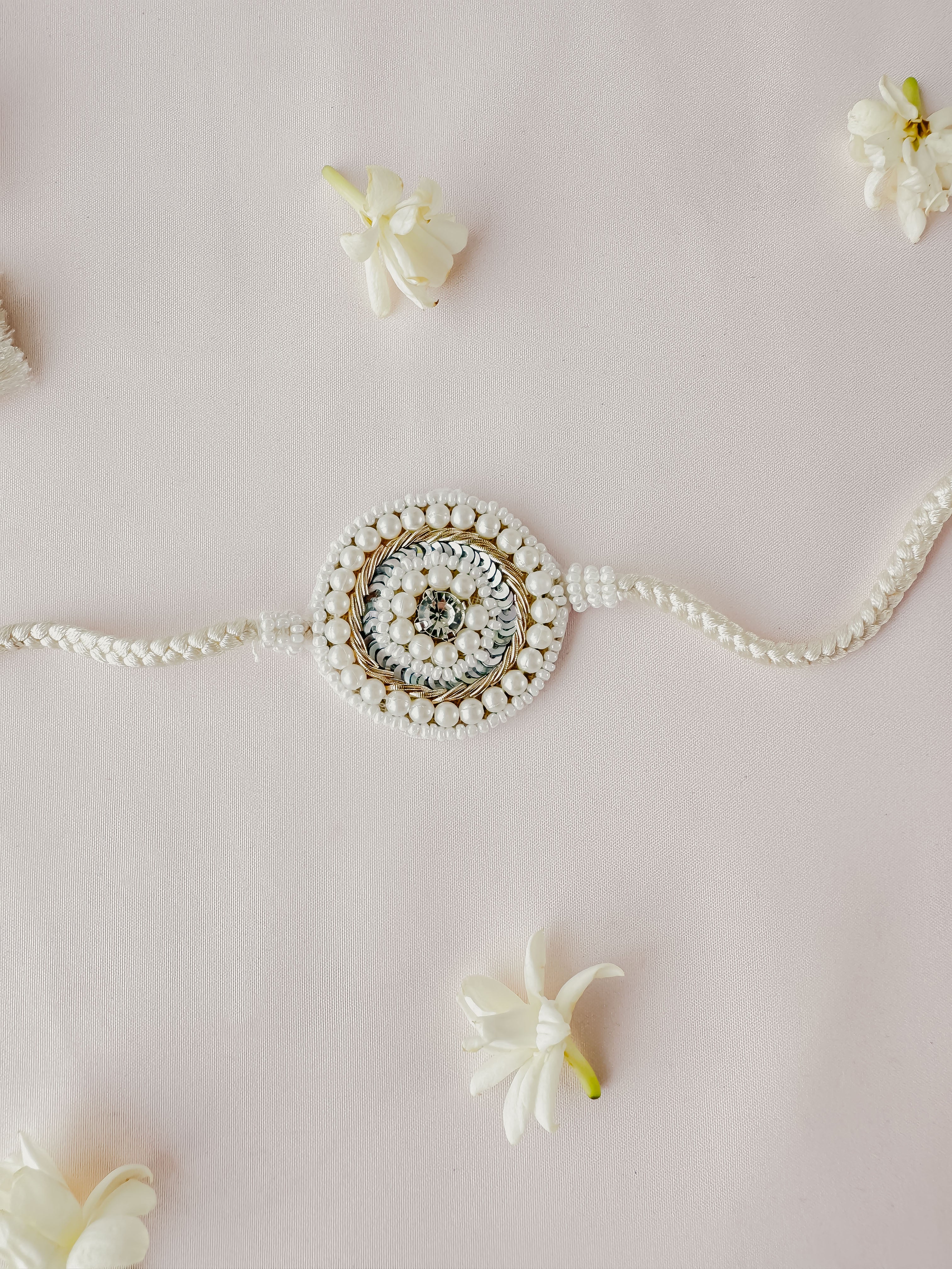 White Pearl Handmade Rakhi
