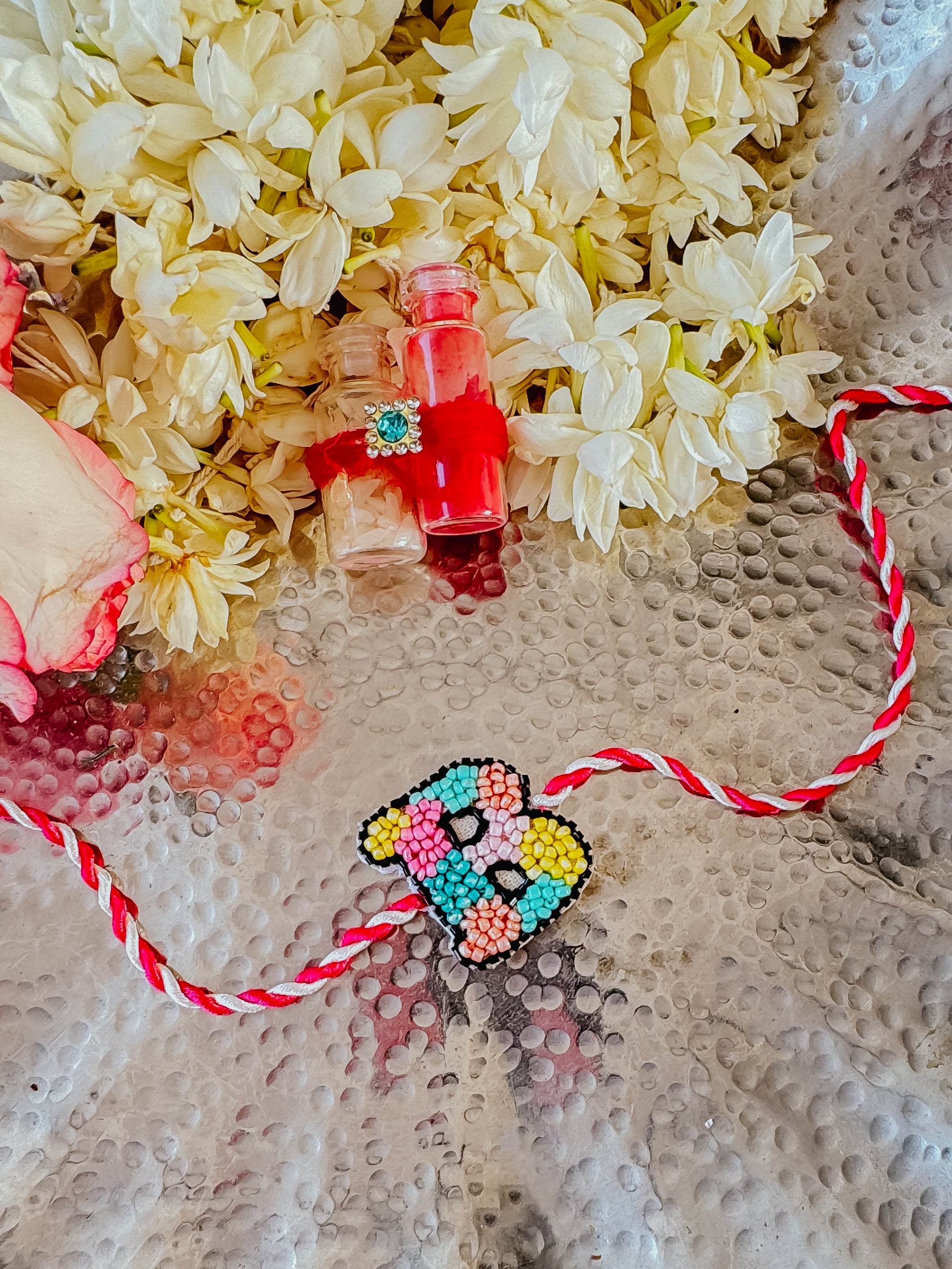 Personalized Alpha Handmade Rakhi - Candy Cane