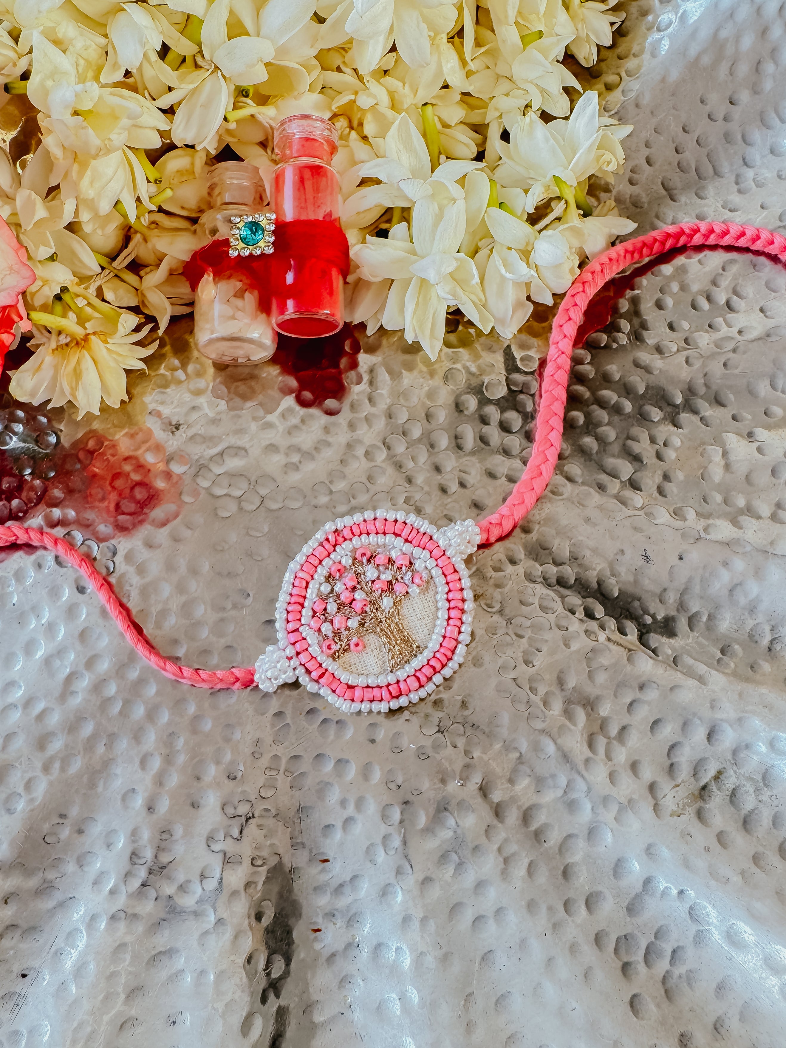 Rose Pink Kalpavriksha Handmade Rakhi