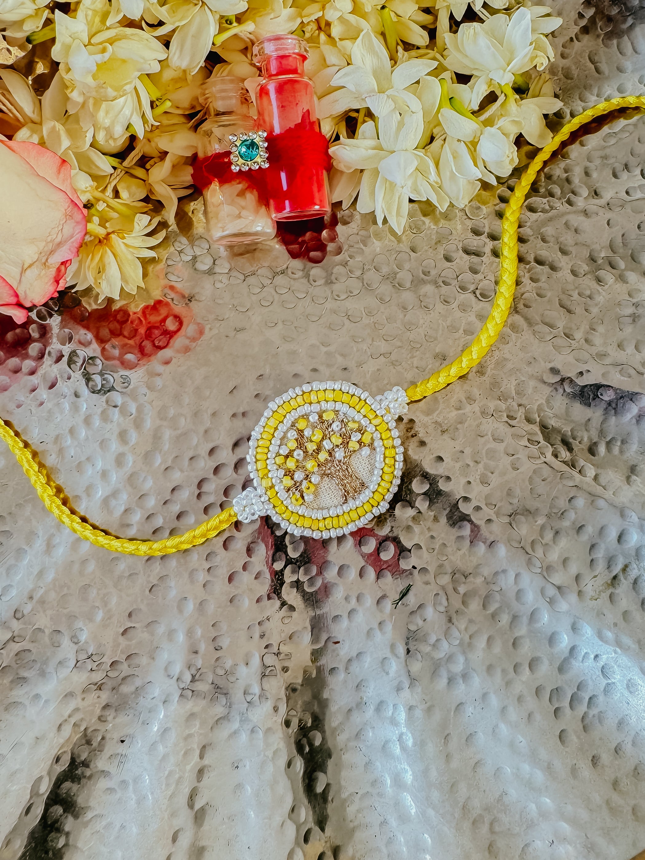 Yellow Kalpavriksha Handmade Rakhi