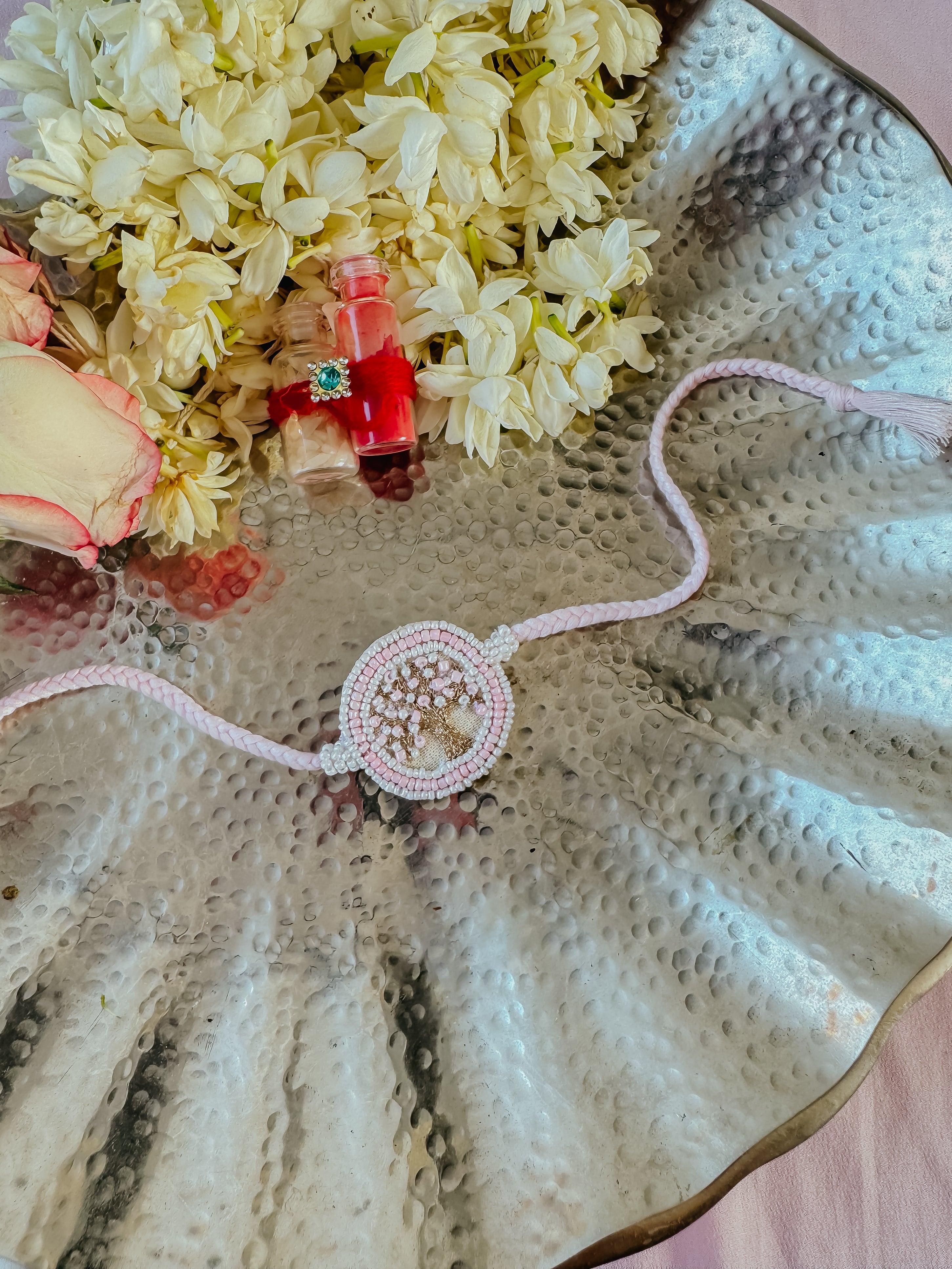 Sweet Pink Kalpavriksha Handmade Rakhi