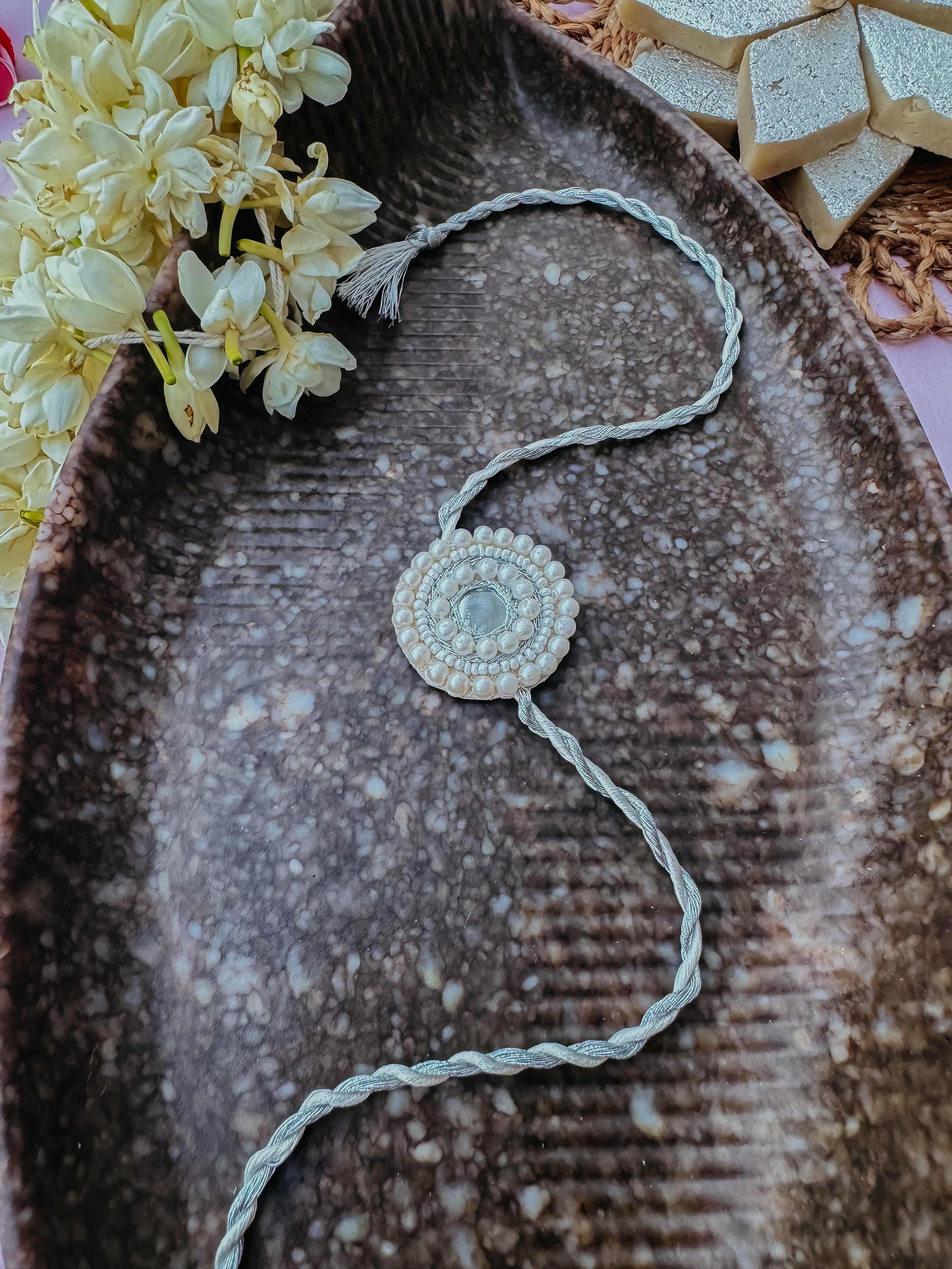 Shiny Silver Handmade Rakhi