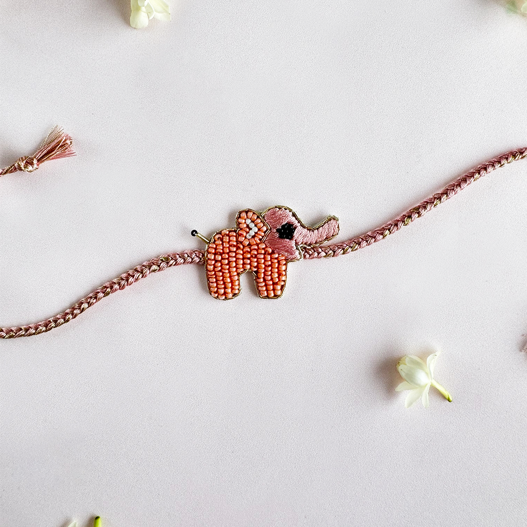 Peach Haathi Mera Saathi Handmade Rakhi