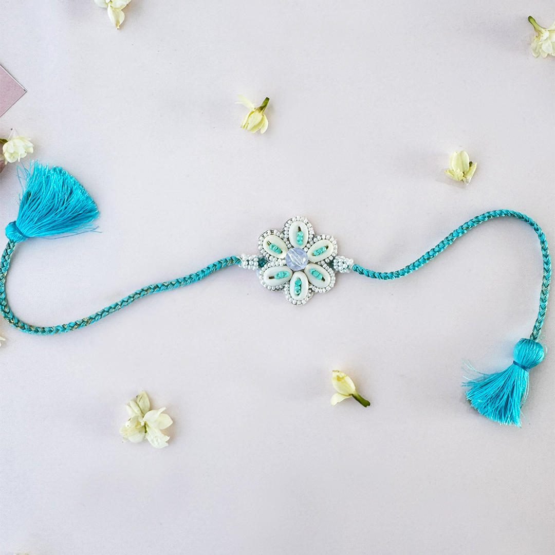 Blue Pastel Bloom Handmade Rakhi