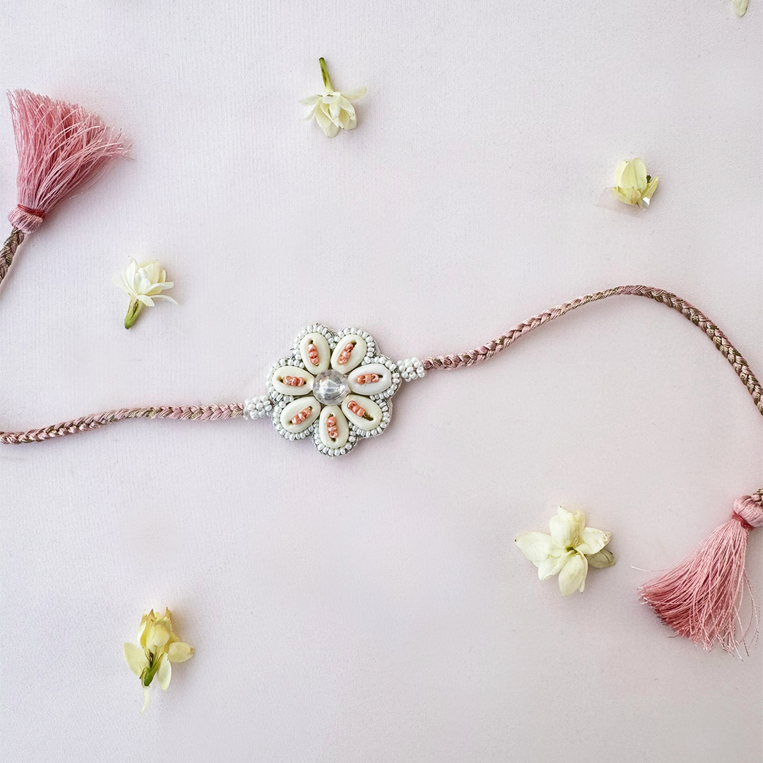 Peach Pastel Bloom Handmade Rakhi