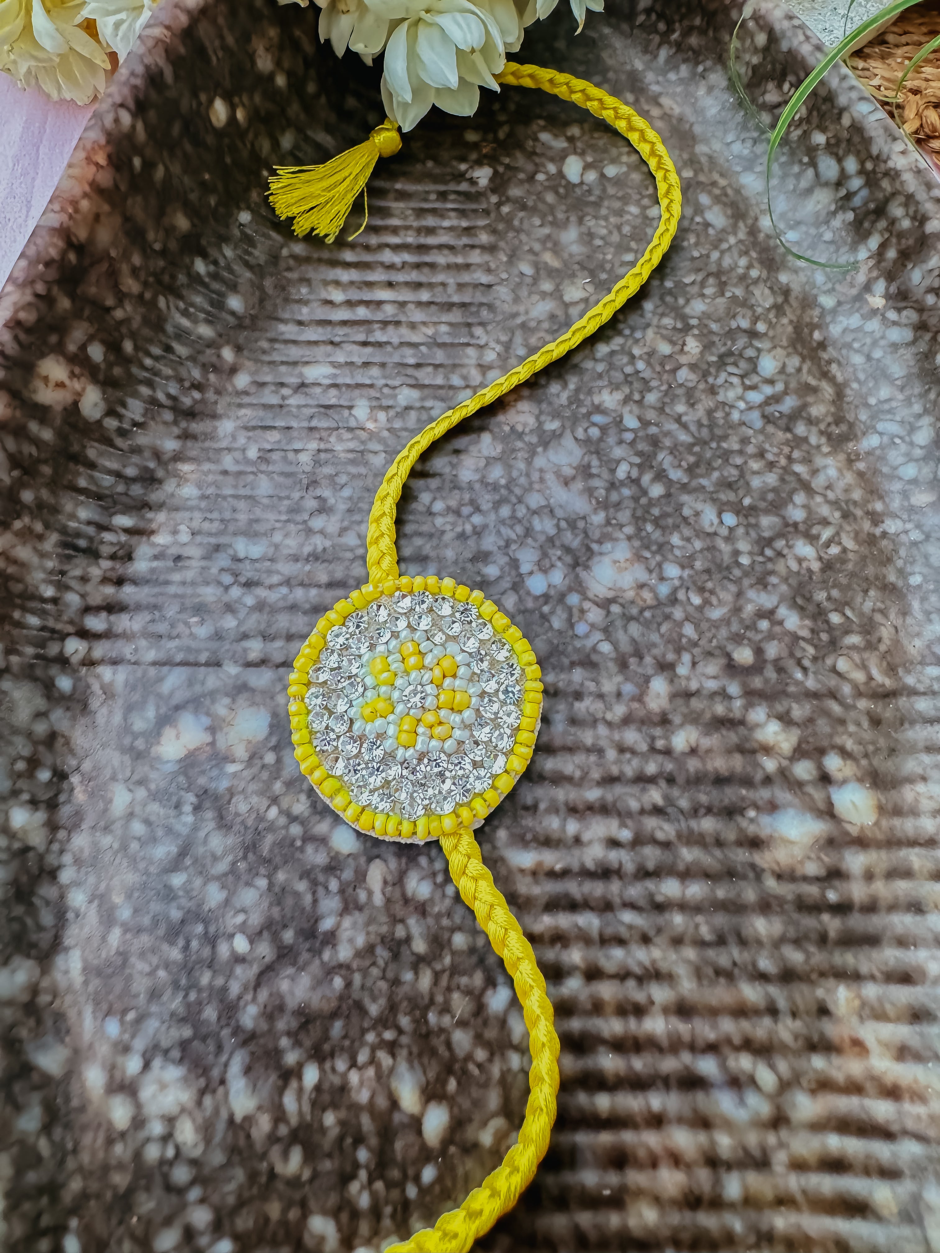 Yellow Stones Handmade Rakhi