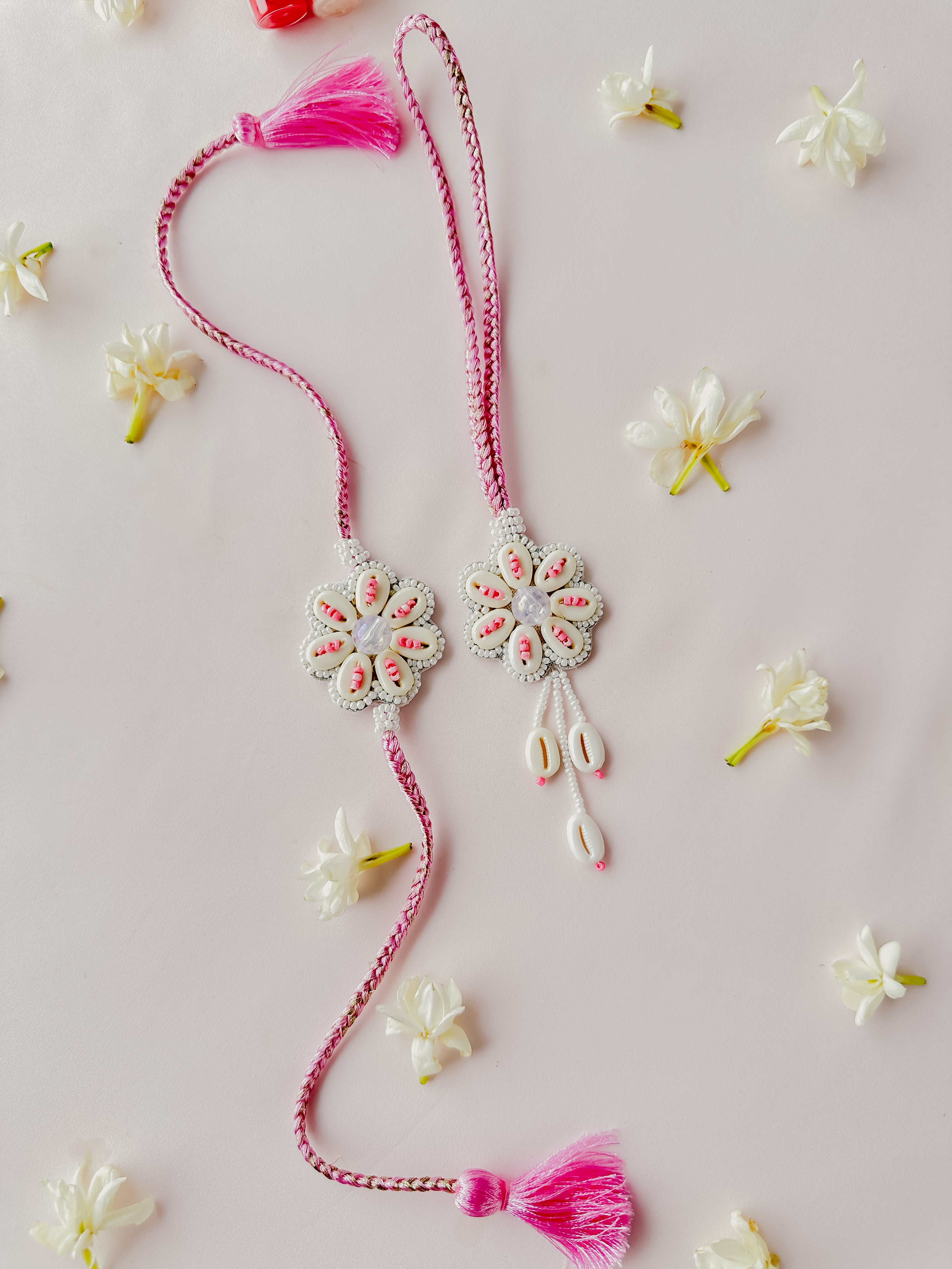 Pink Pastel Bloom Lumba Set Handmade Rakhi