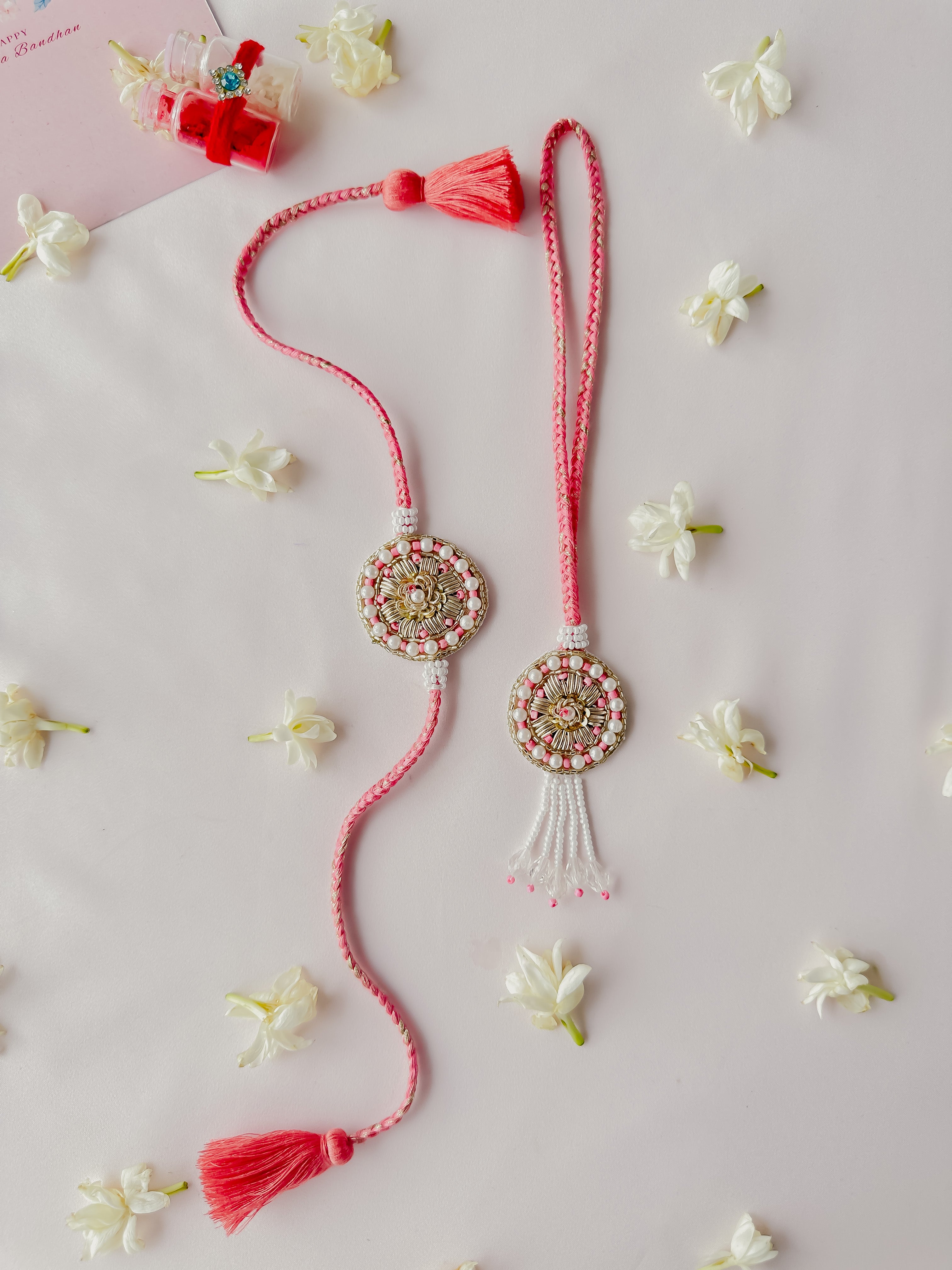 Kundan Lumba Set Handmade Rakhi
