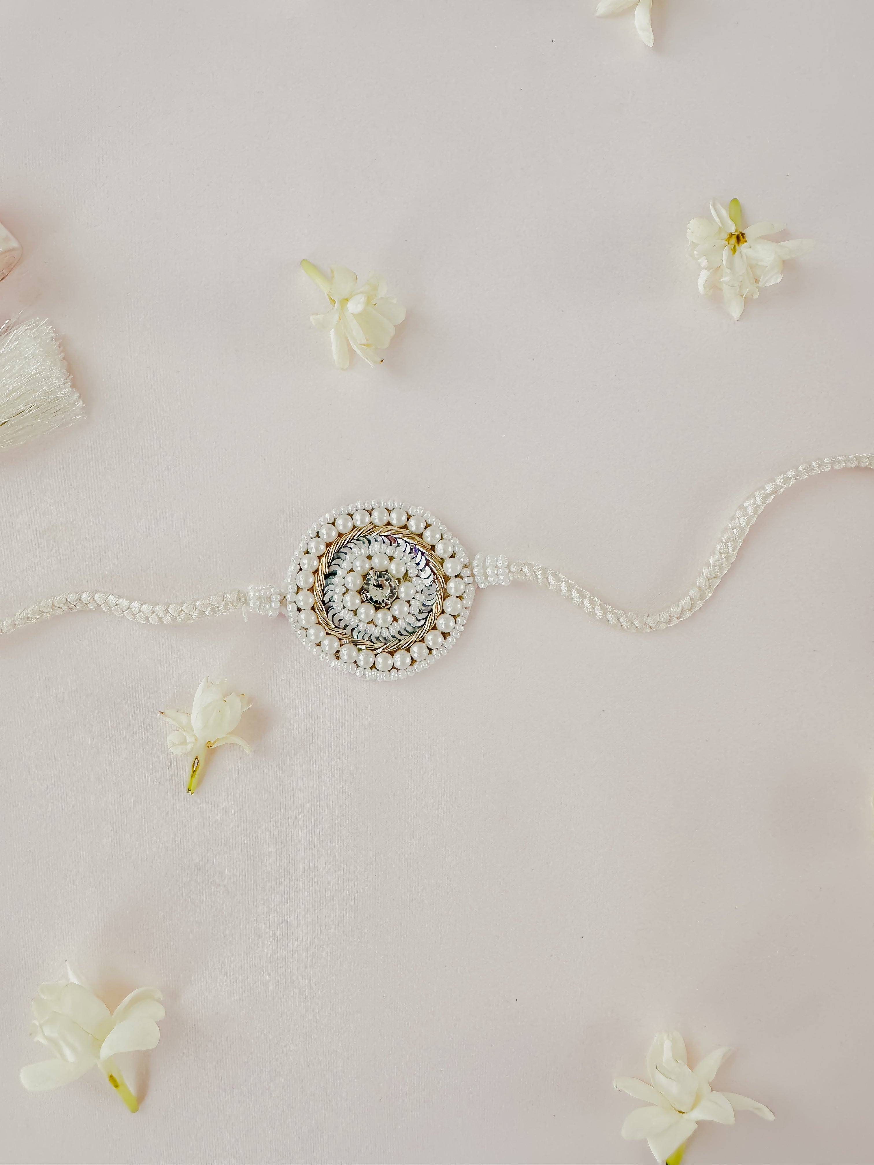 White Pearl Handmade Rakhi