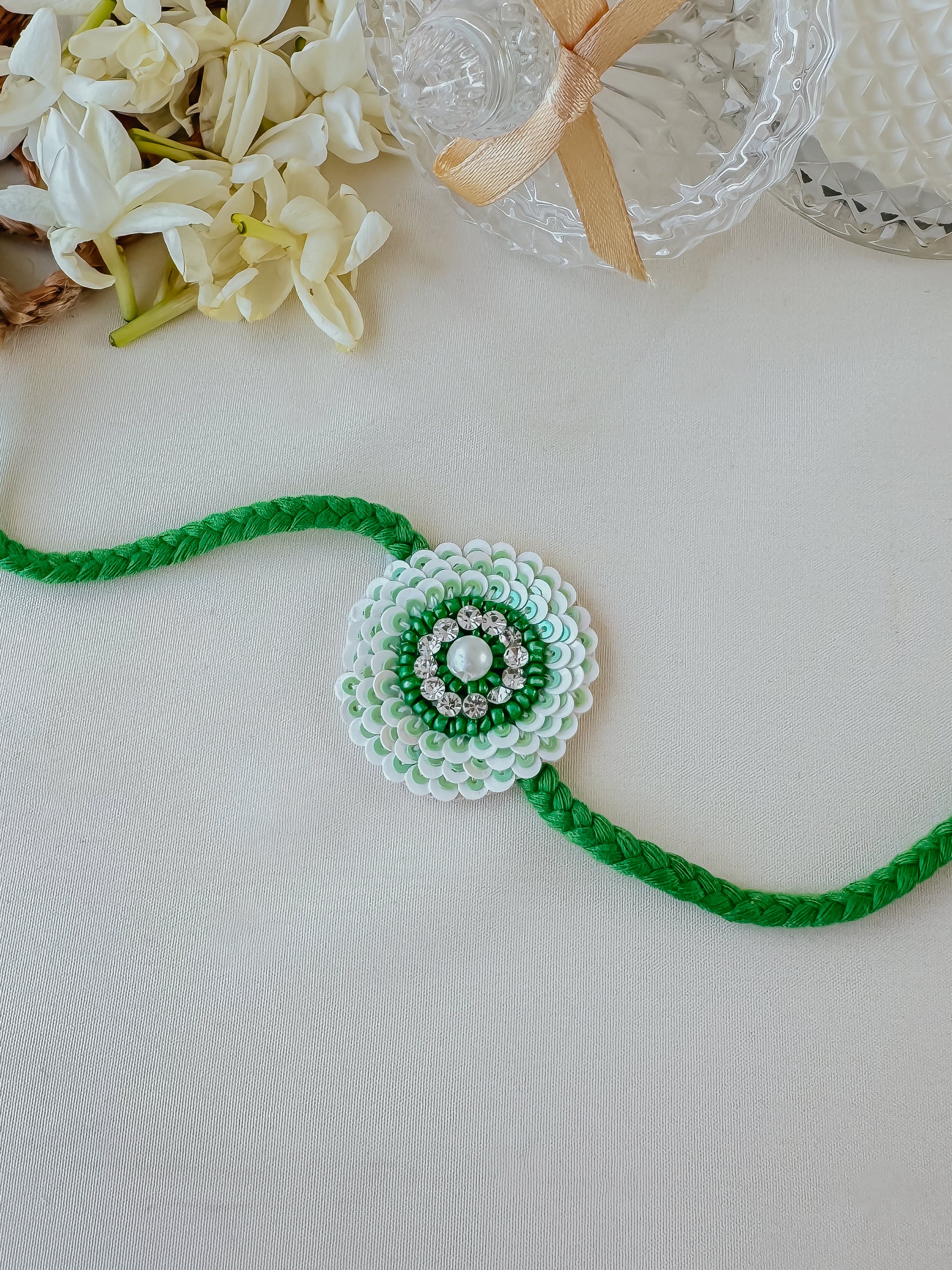 Green Glitz Handmade Rakhi